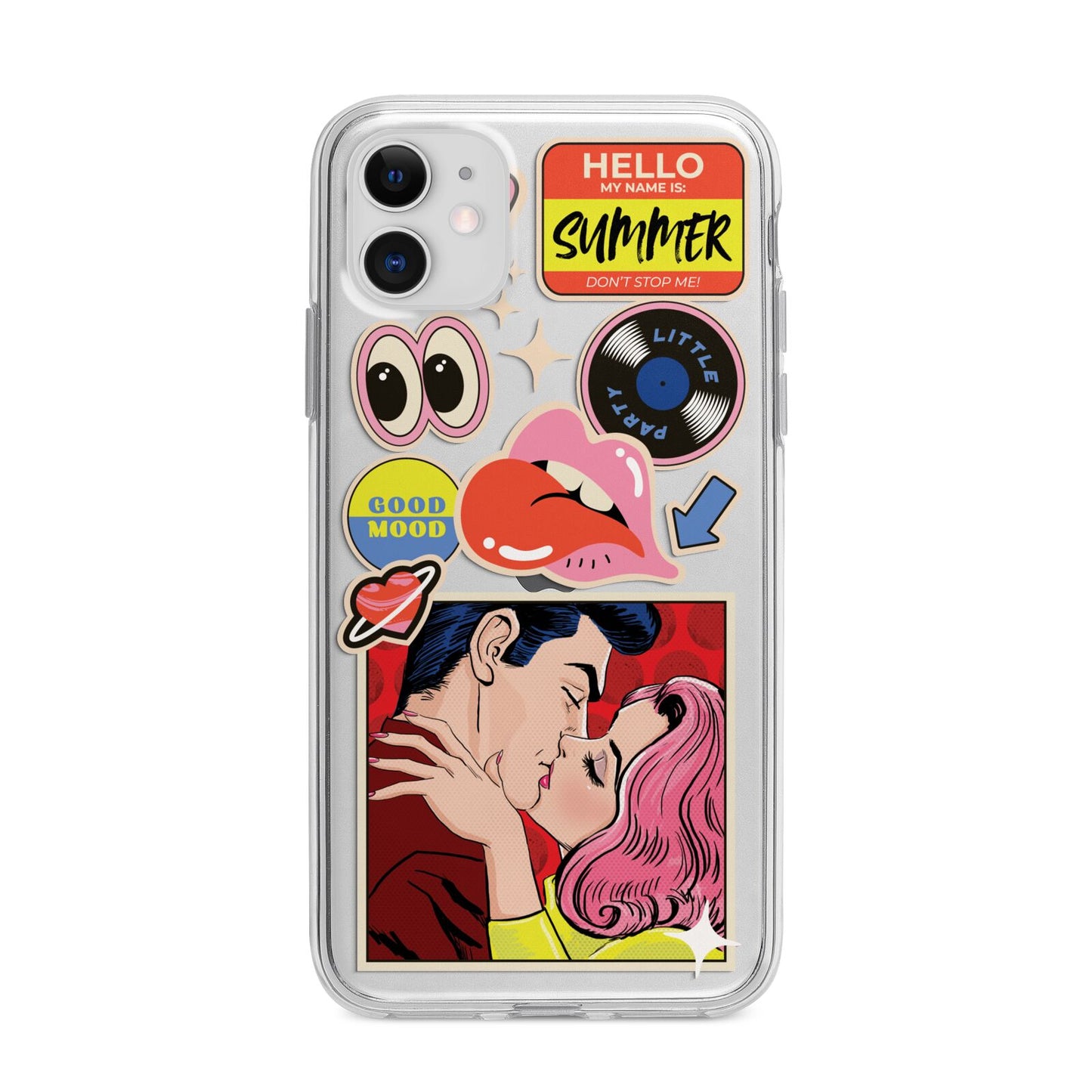 Comic Sticker Apple iPhone 11 in White with Bumper Case