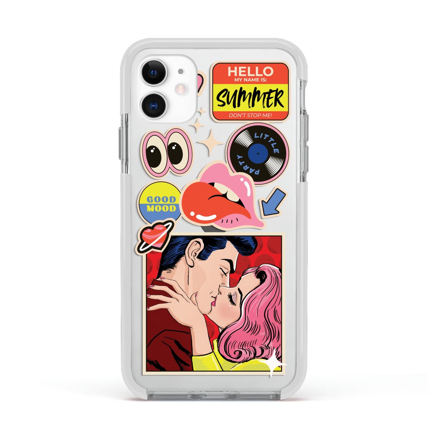 Comic Sticker Apple iPhone 11 in White with White Impact Case