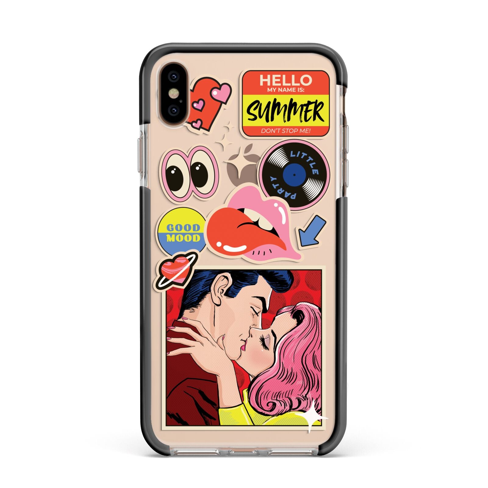 Comic Sticker Apple iPhone Xs Max Impact Case Black Edge on Gold Phone