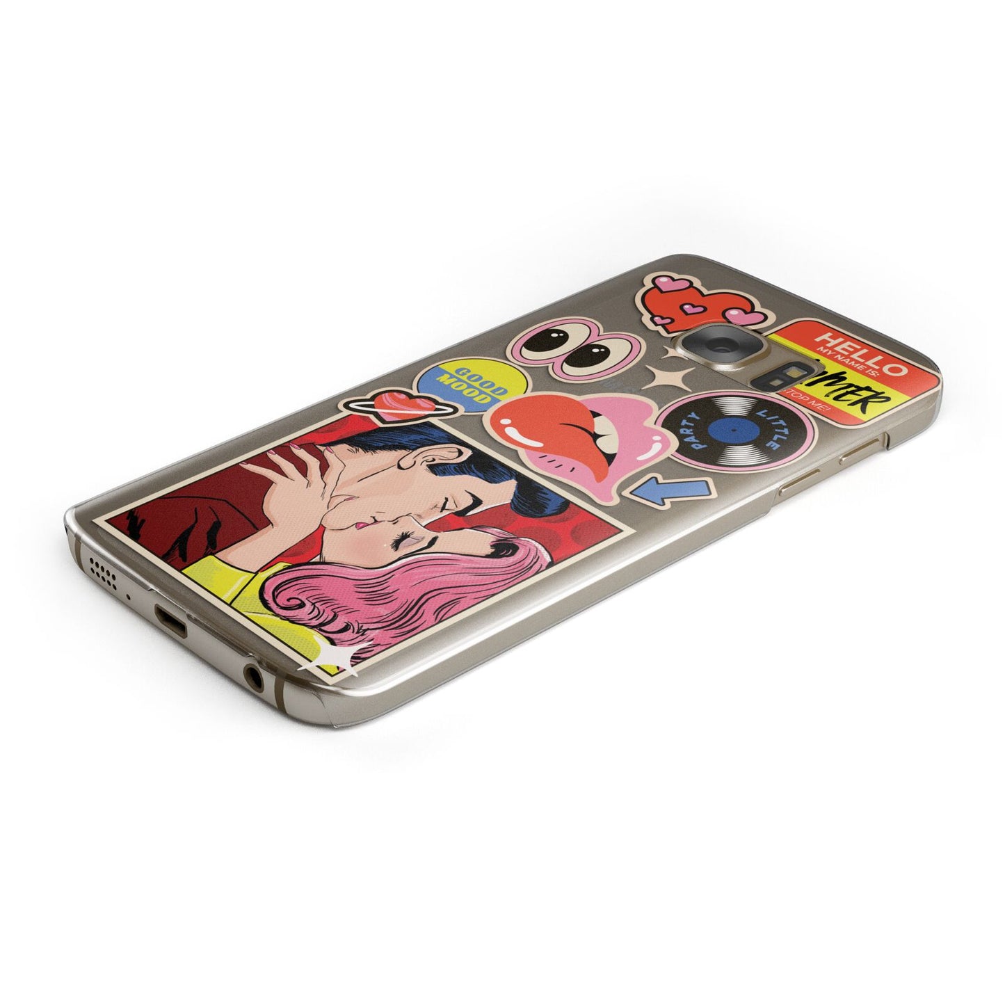 Comic Sticker Protective Samsung Galaxy Case Angled Image