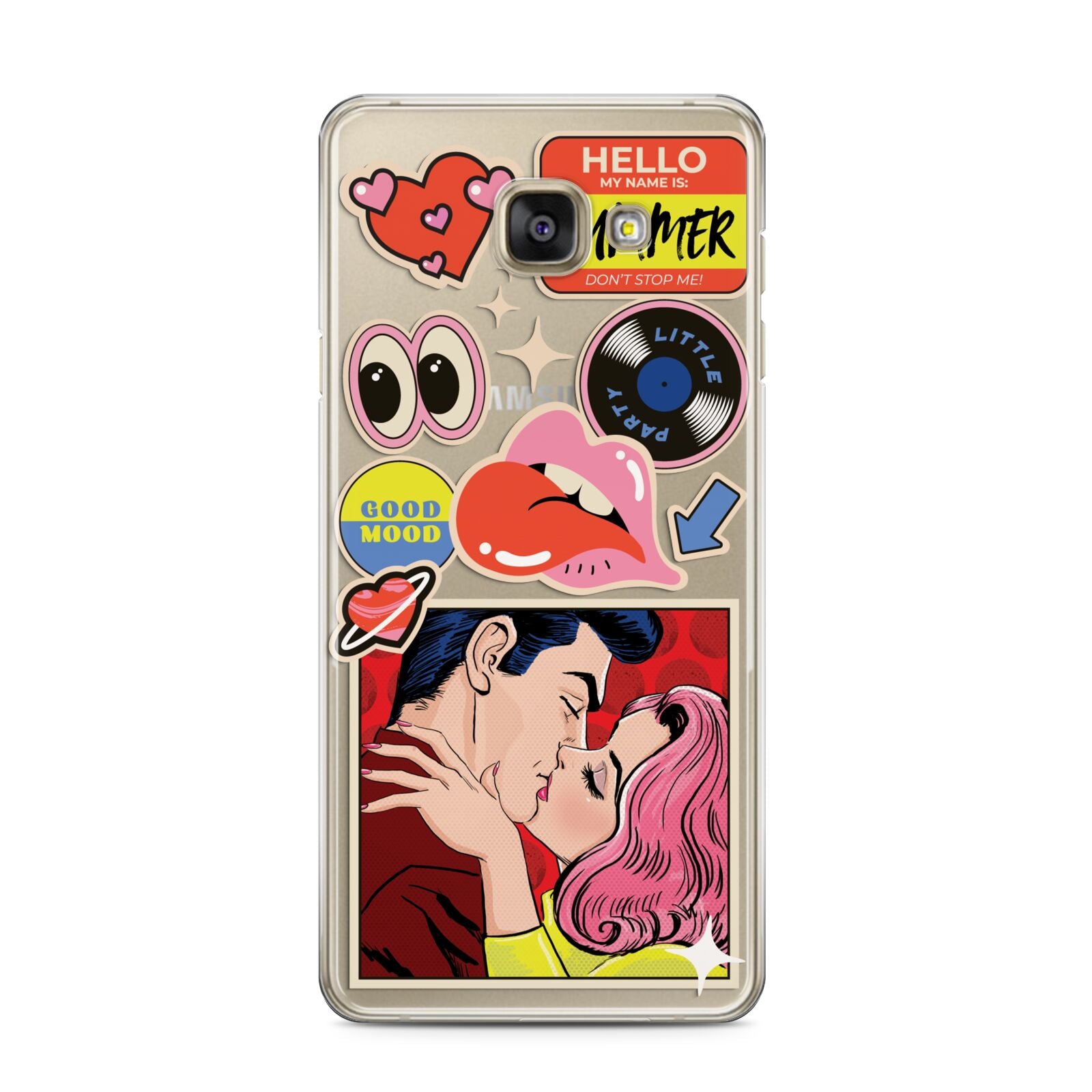 Comic Sticker Samsung Galaxy A3 2016 Case on gold phone