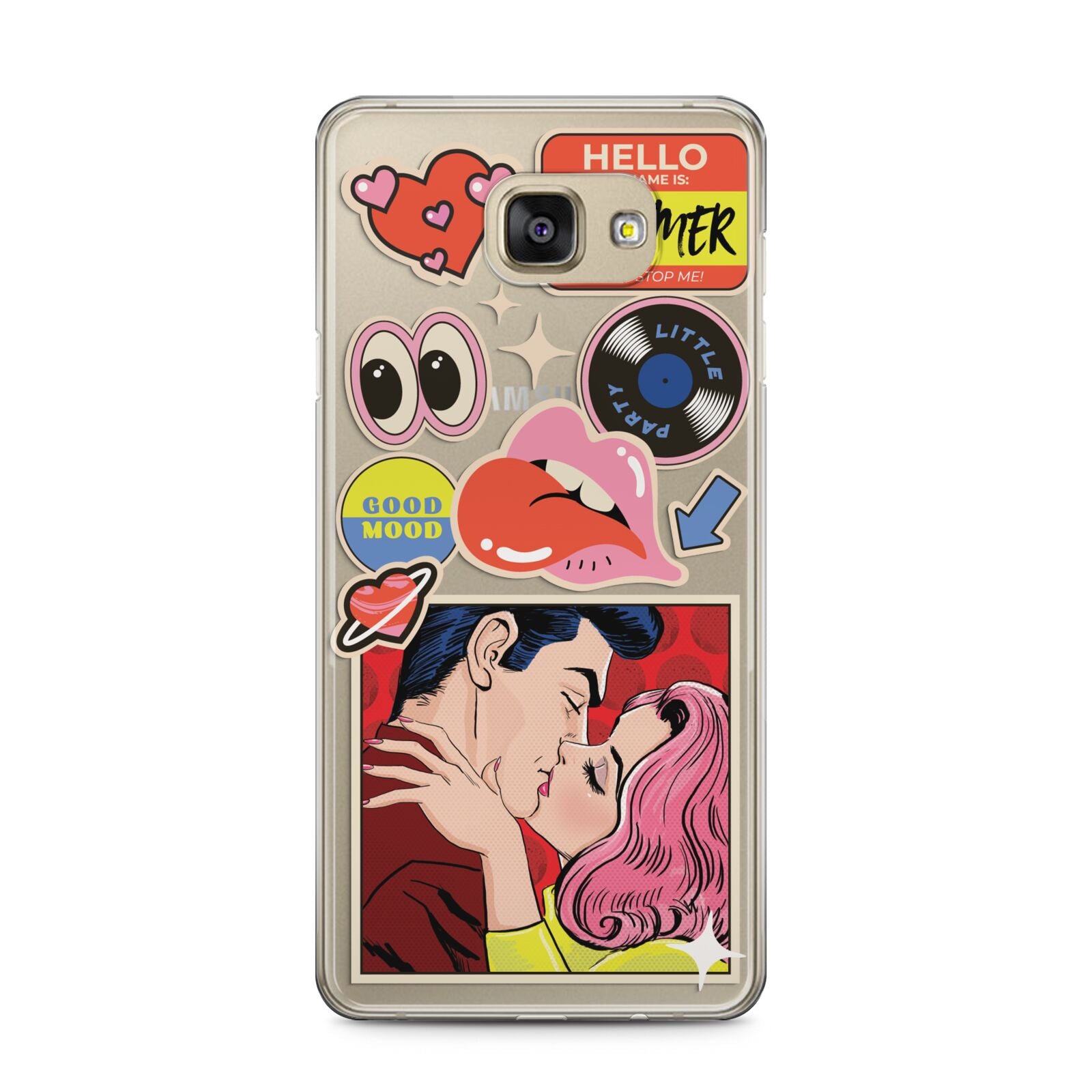 Comic Sticker Samsung Galaxy A5 2016 Case on gold phone