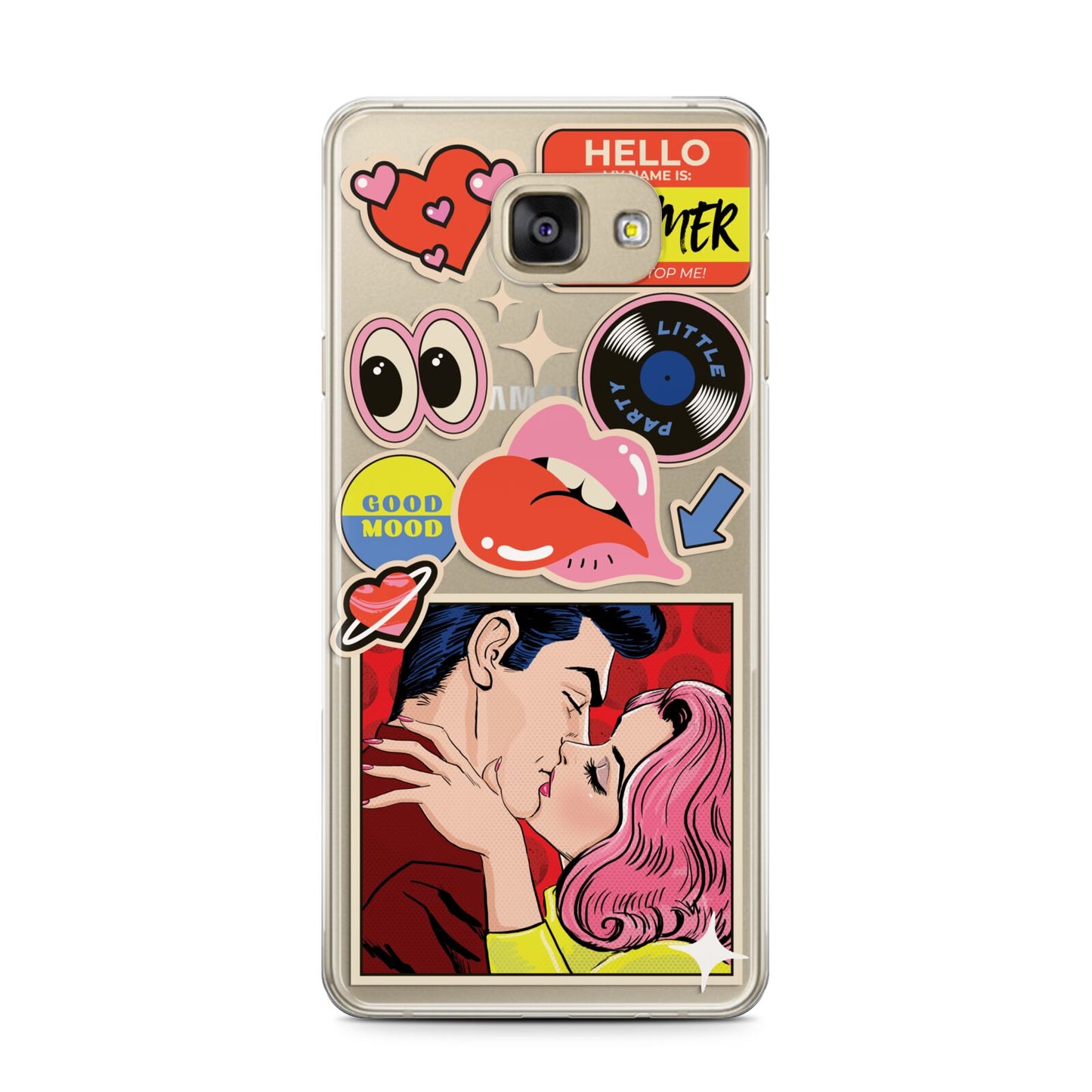 Comic Sticker Samsung Galaxy A7 2016 Case on gold phone