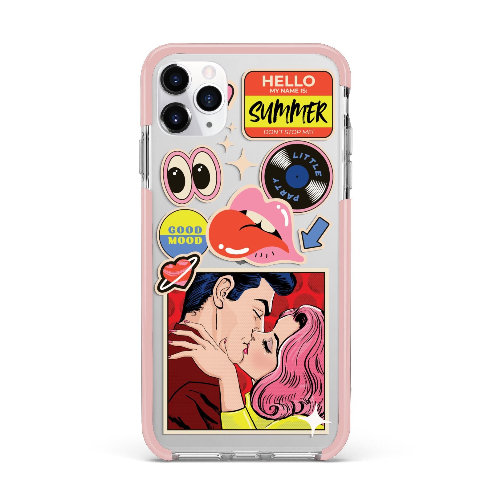 Comic Sticker iPhone 11 Pro Max Impact Pink Edge Case