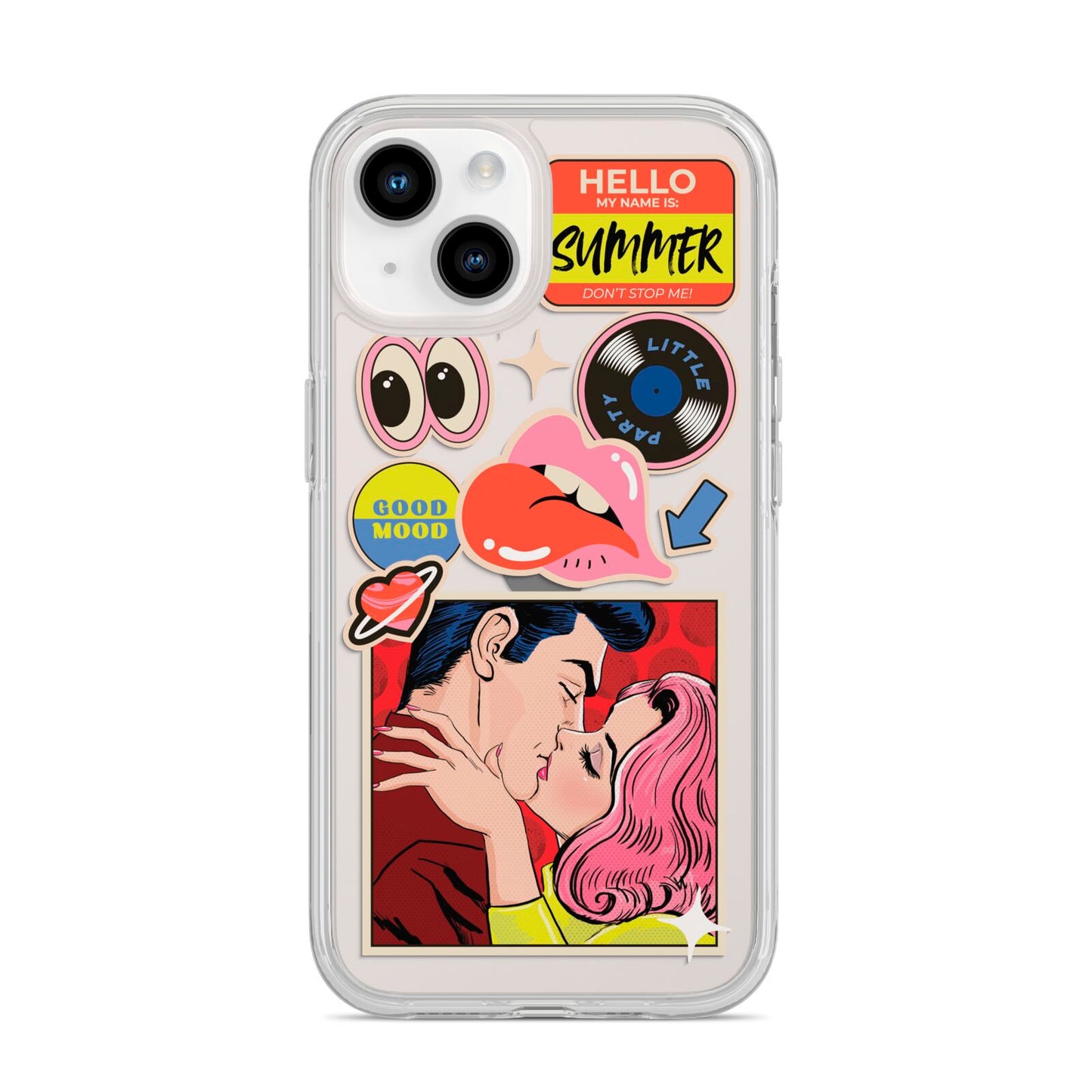 Comic Sticker iPhone 14 Clear Tough Case Starlight