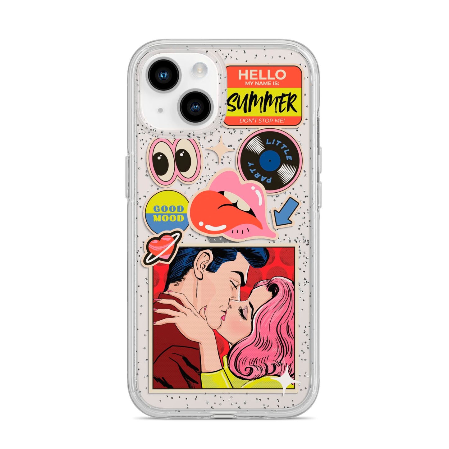 Comic Sticker iPhone 14 Glitter Tough Case Starlight