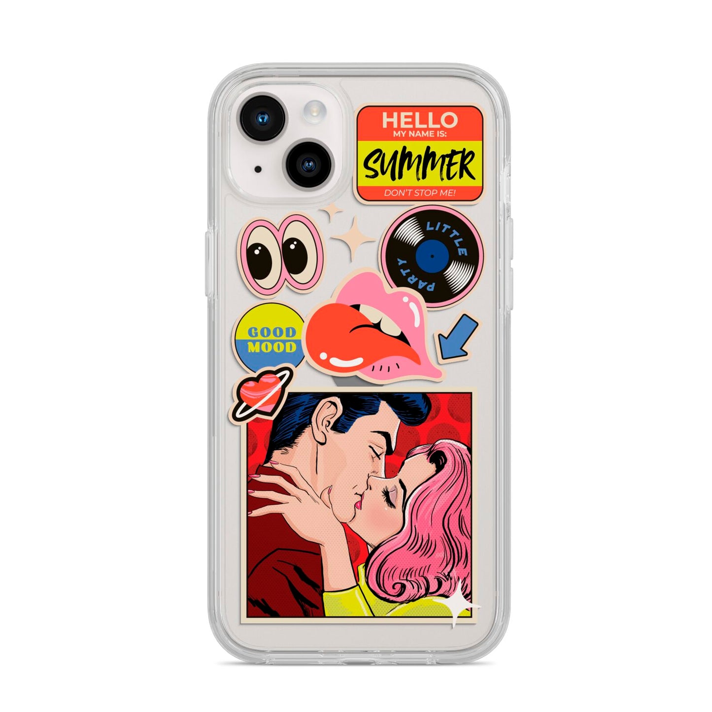 Comic Sticker iPhone 14 Plus Clear Tough Case Starlight