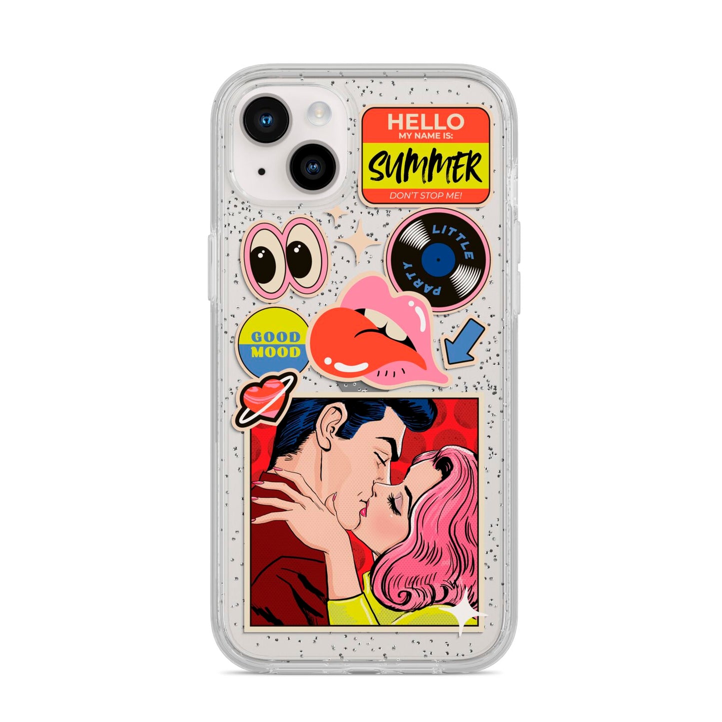 Comic Sticker iPhone 14 Plus Glitter Tough Case Starlight