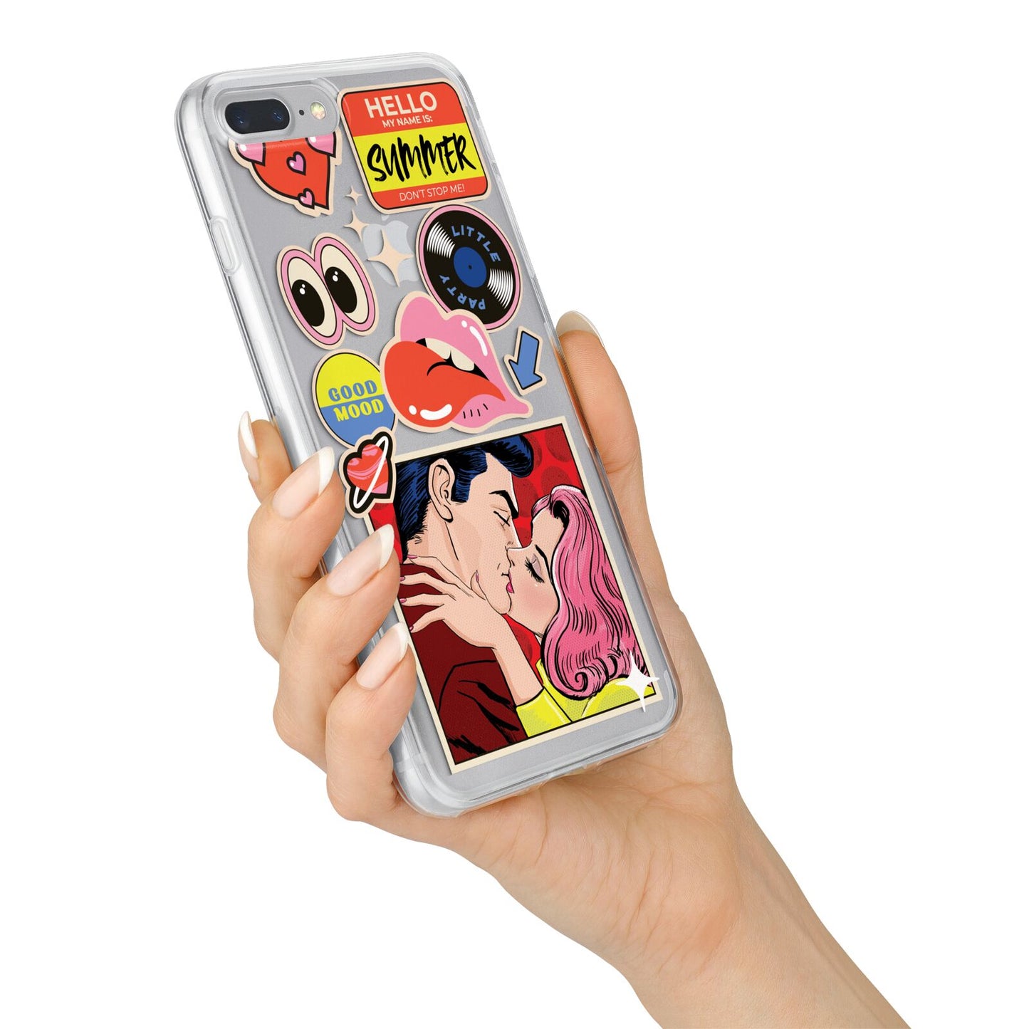 Comic Sticker iPhone 7 Plus Bumper Case on Silver iPhone Alternative Image