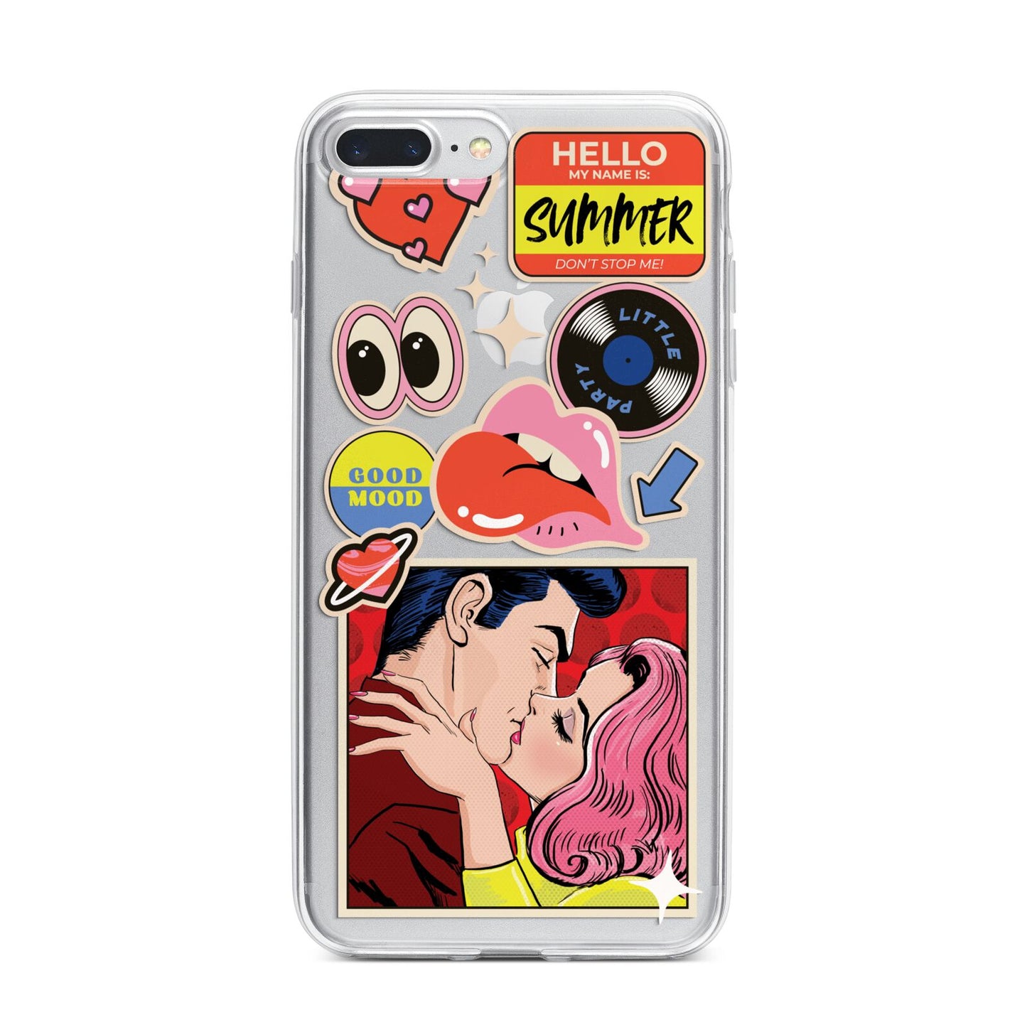 Comic Sticker iPhone 7 Plus Bumper Case on Silver iPhone