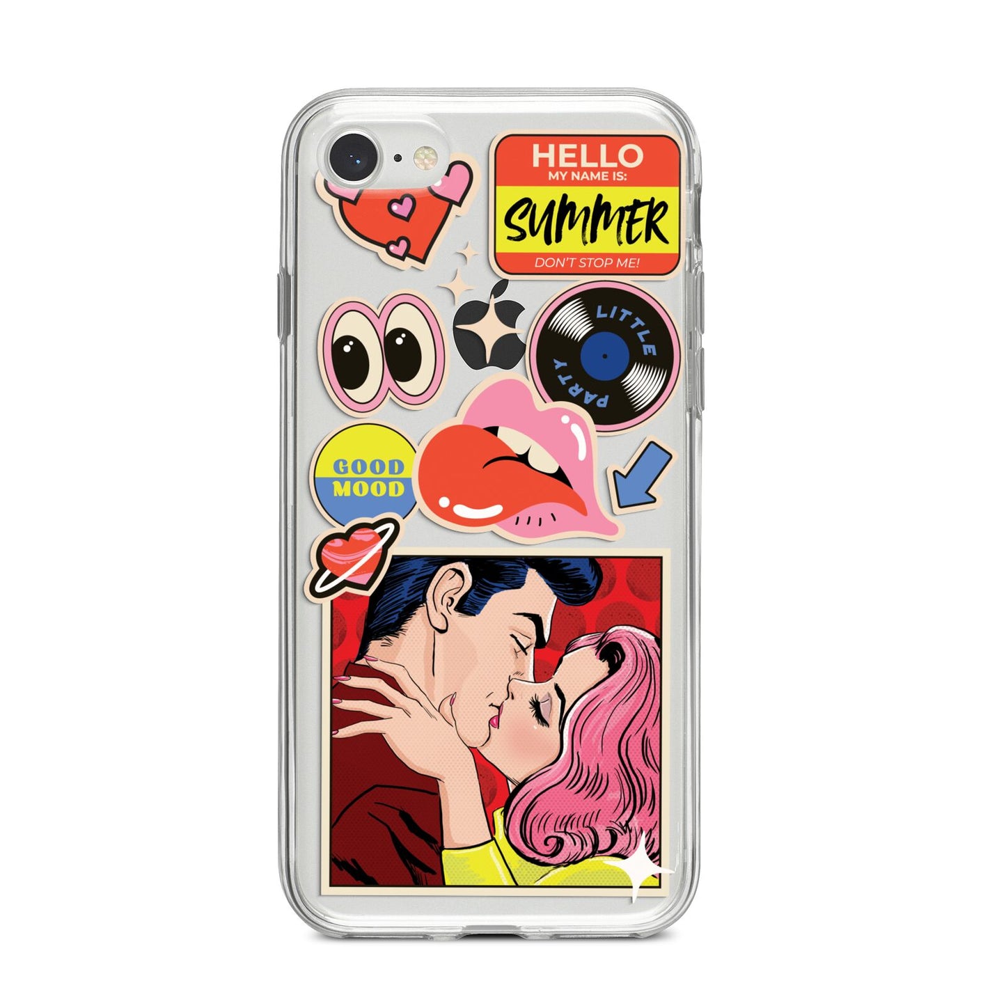 Comic Sticker iPhone 8 Bumper Case on Silver iPhone