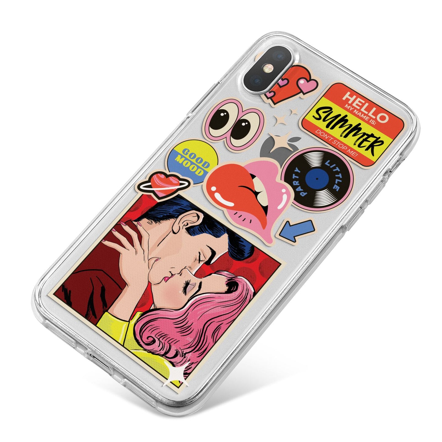 Comic Sticker iPhone X Bumper Case on Silver iPhone