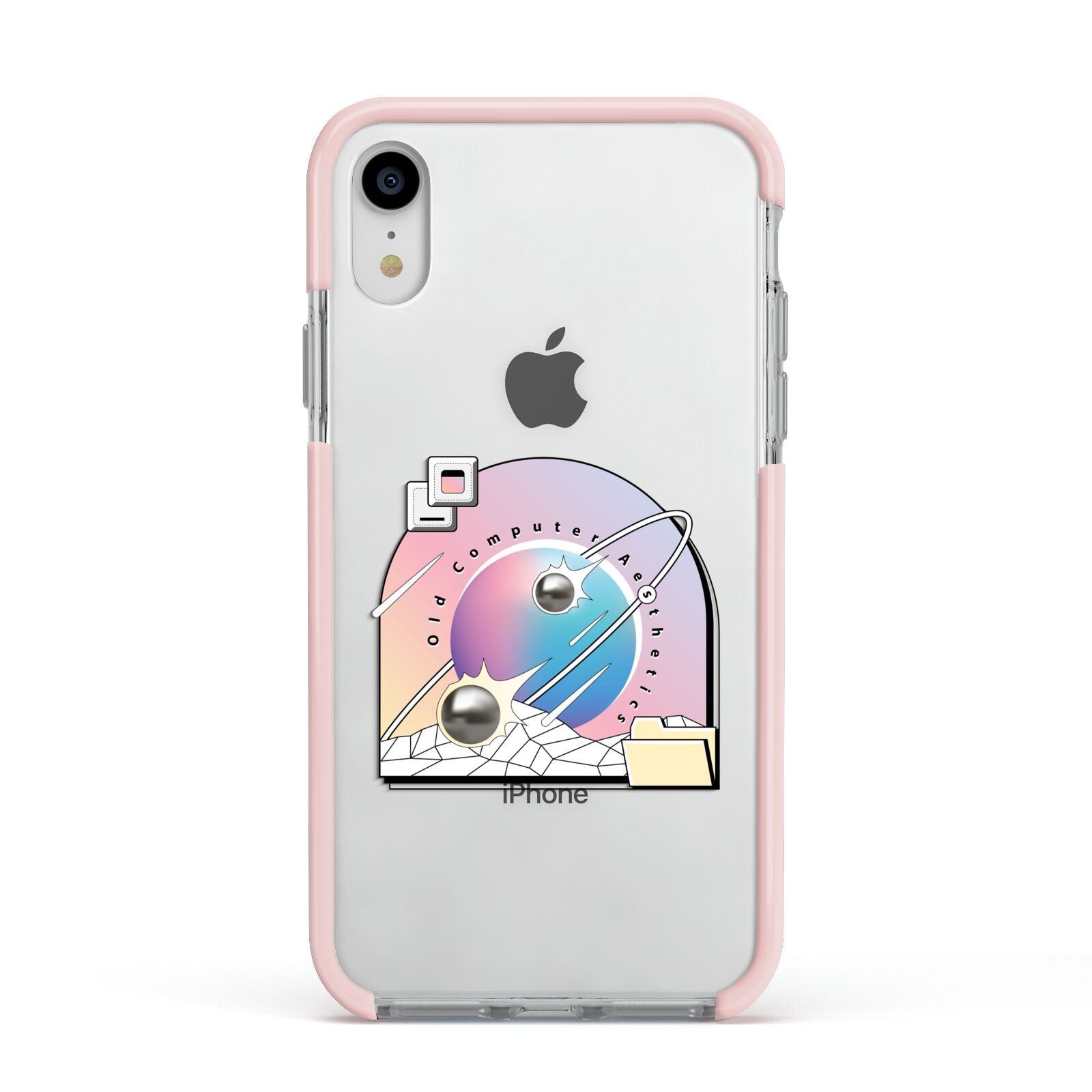 Computer Aesthetics Apple iPhone XR Impact Case Pink Edge on Silver Phone