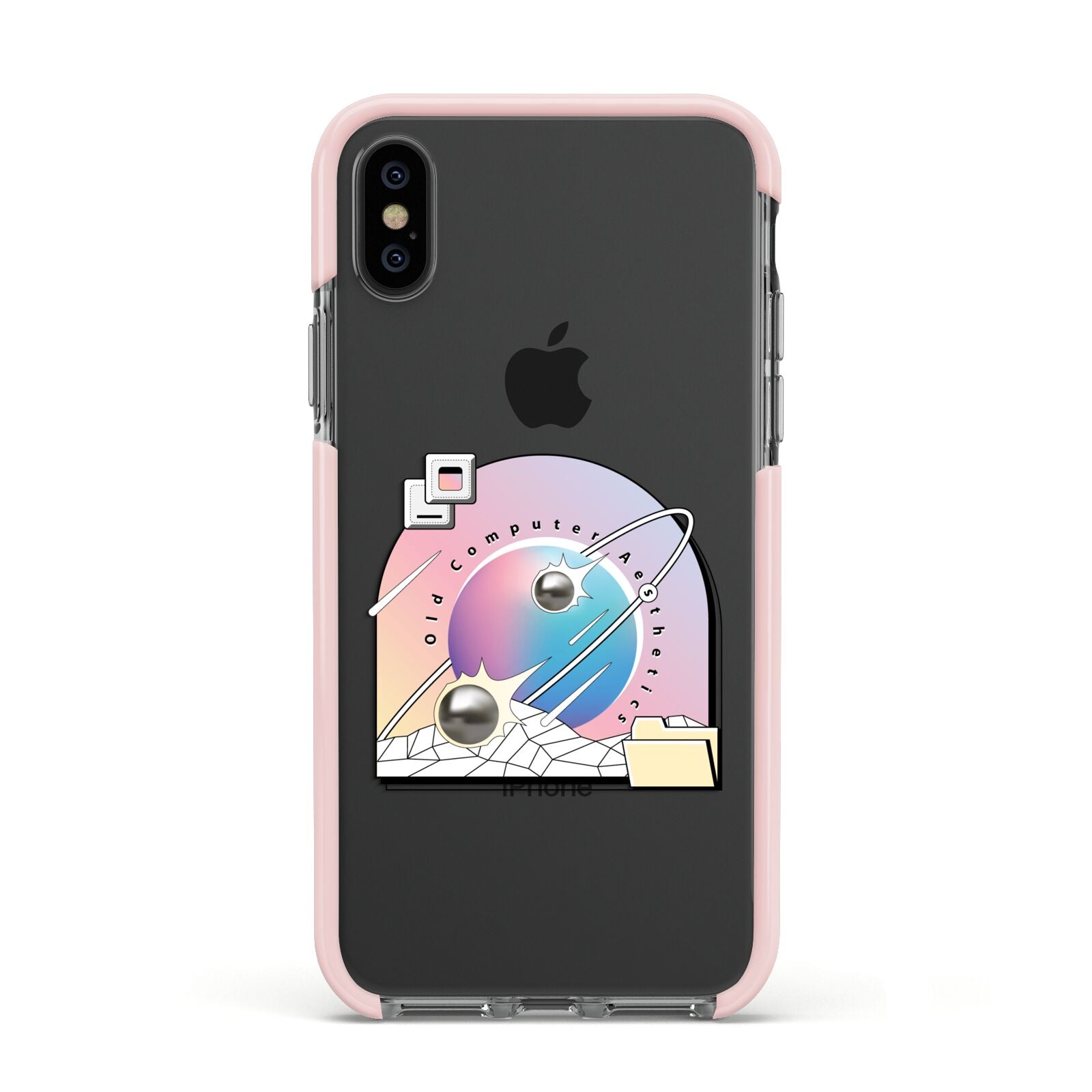 Computer Aesthetics Apple iPhone Xs Impact Case Pink Edge on Black Phone