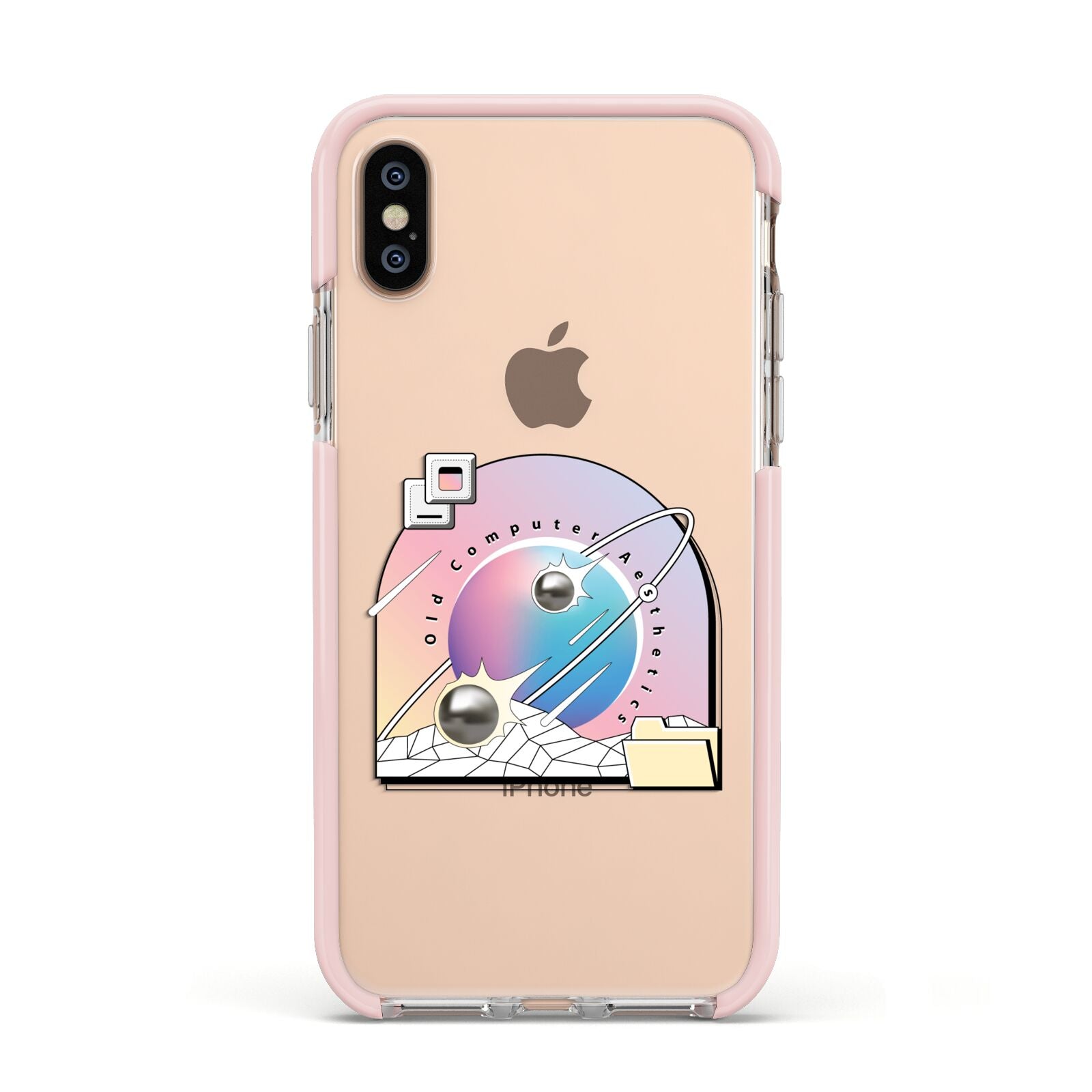 Computer Aesthetics Apple iPhone Xs Impact Case Pink Edge on Gold Phone