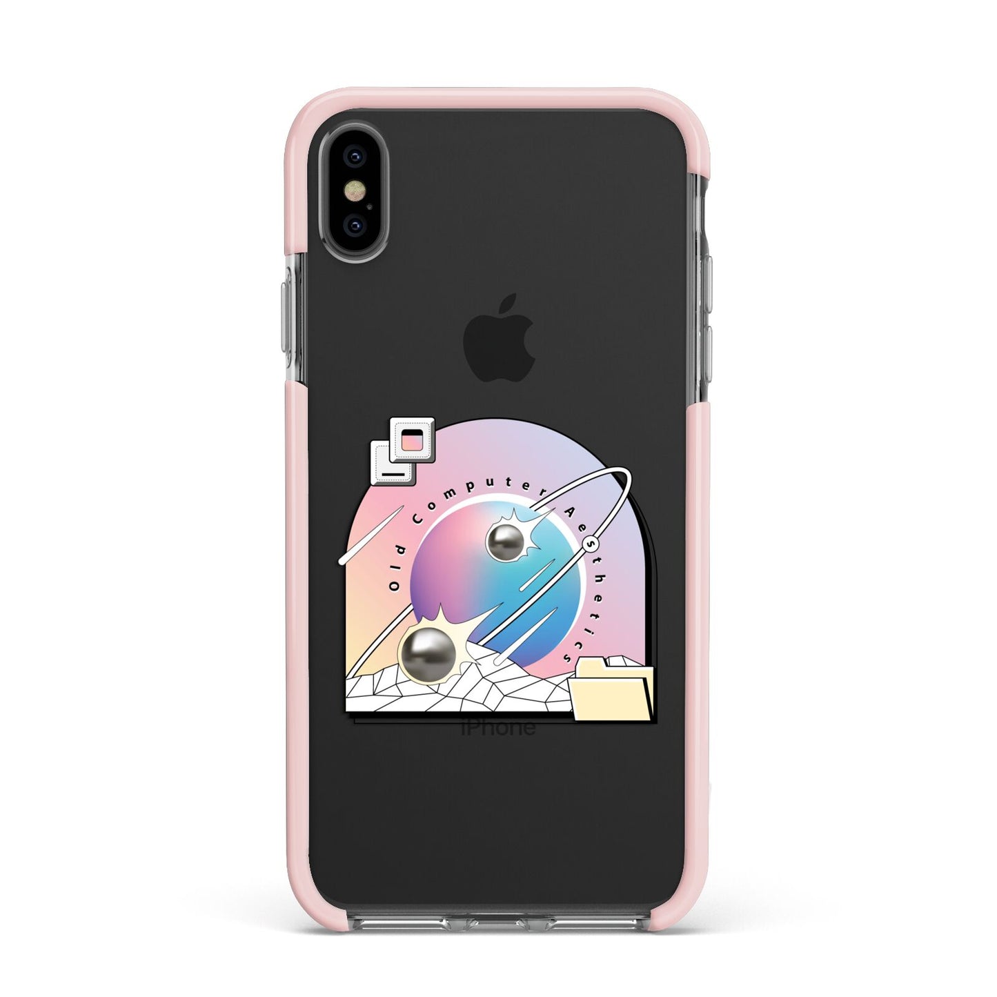 Computer Aesthetics Apple iPhone Xs Max Impact Case Pink Edge on Black Phone