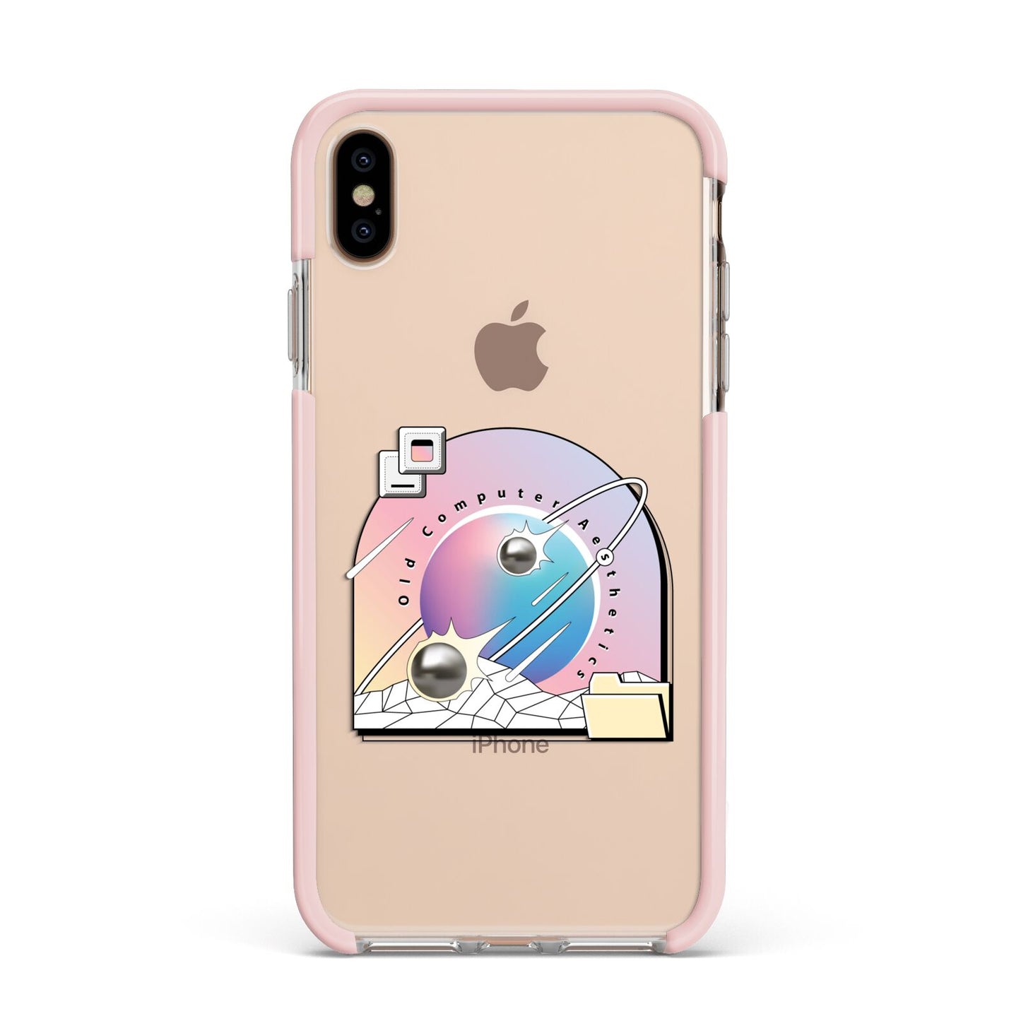 Computer Aesthetics Apple iPhone Xs Max Impact Case Pink Edge on Gold Phone