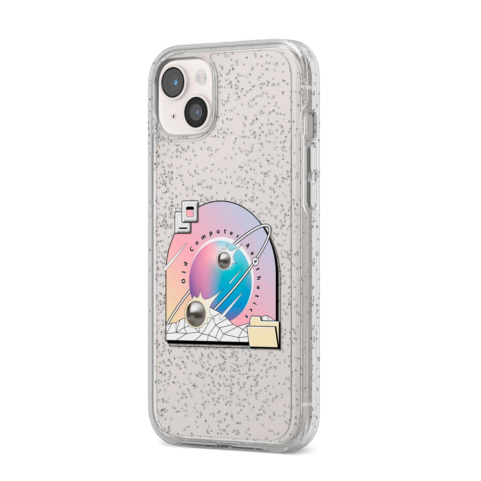 Computer Aesthetics iPhone 14 Plus Glitter Tough Case Starlight Angled Image