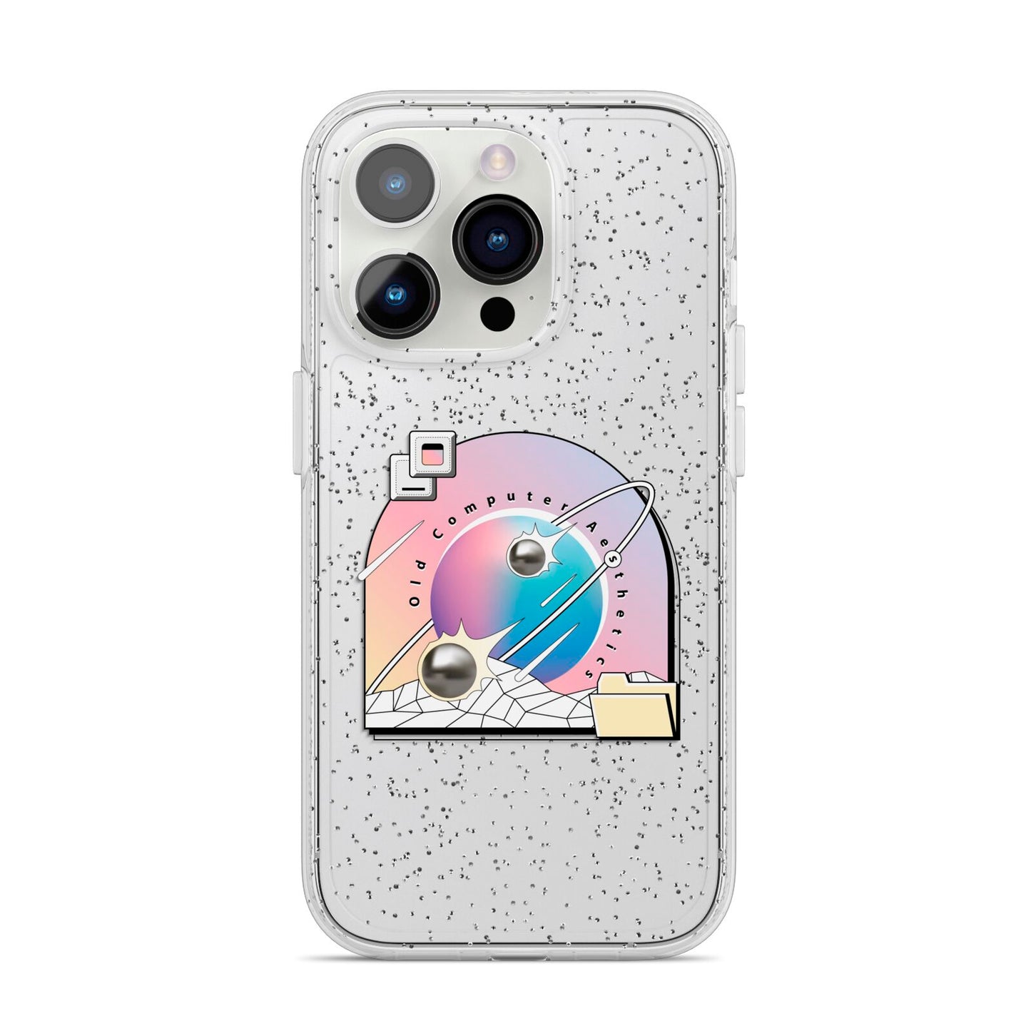 Computer Aesthetics iPhone 14 Pro Glitter Tough Case Silver