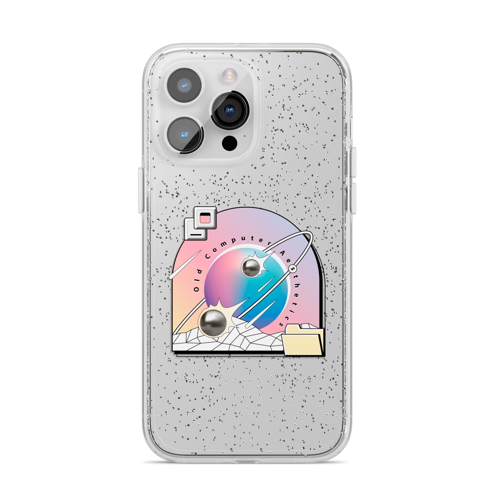 Computer Aesthetics iPhone 14 Pro Max Glitter Tough Case Silver