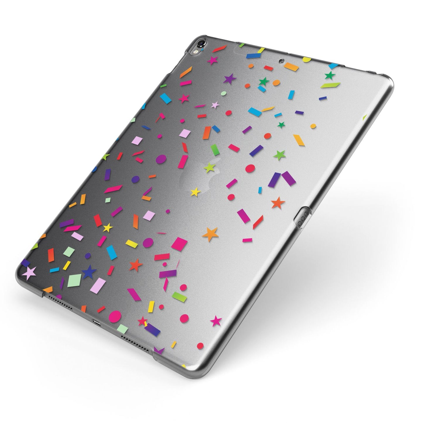 Confetti Apple iPad Case on Grey iPad Side View