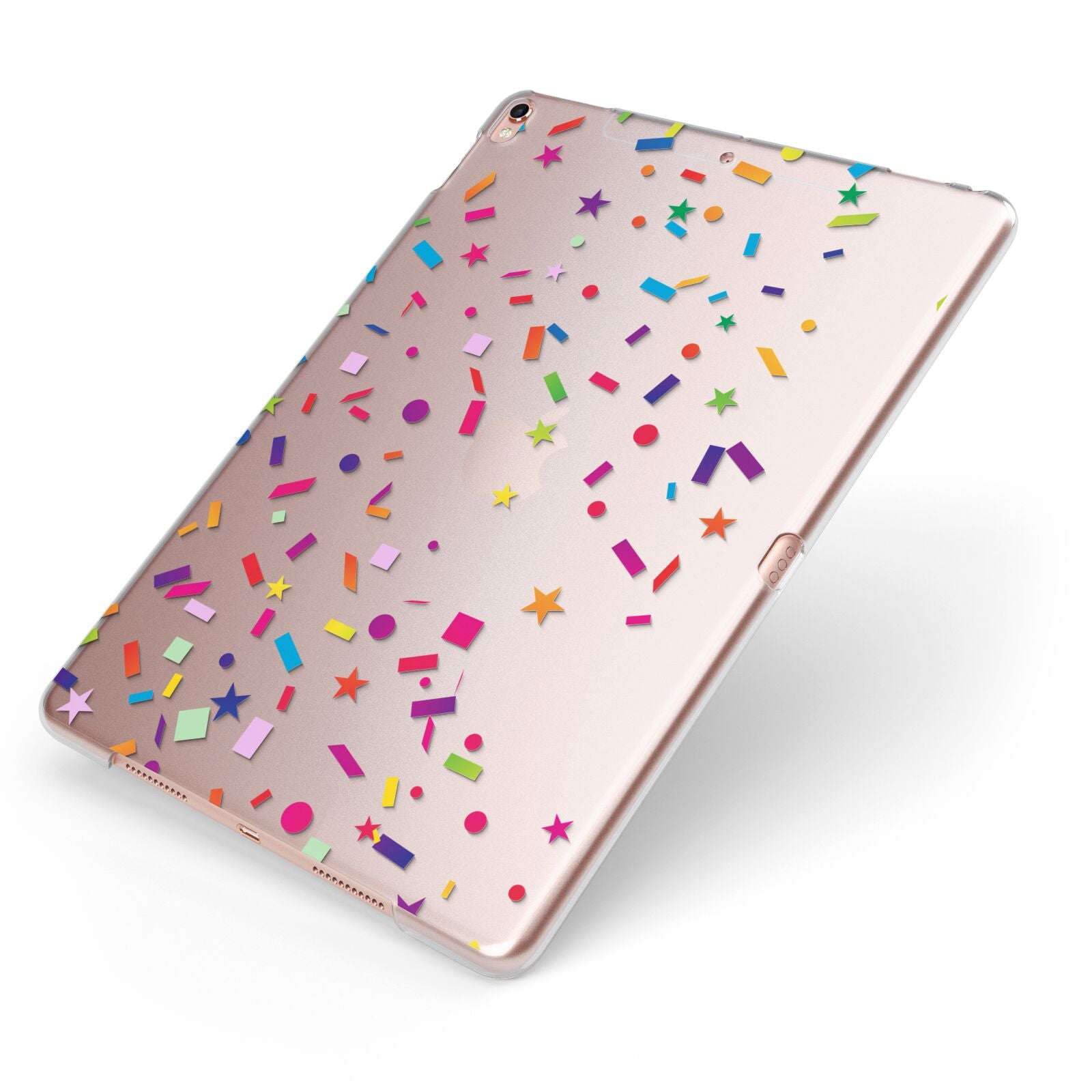 Confetti Apple iPad Case on Rose Gold iPad Side View