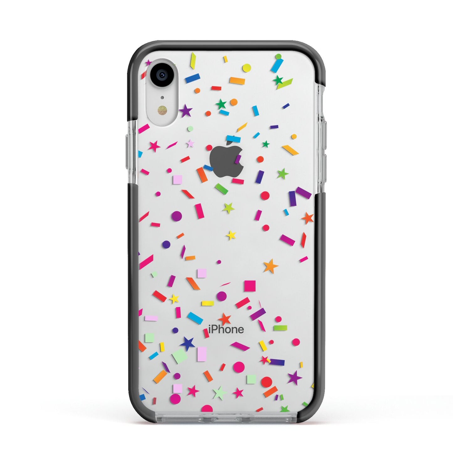 Confetti Apple iPhone XR Impact Case Black Edge on Silver Phone