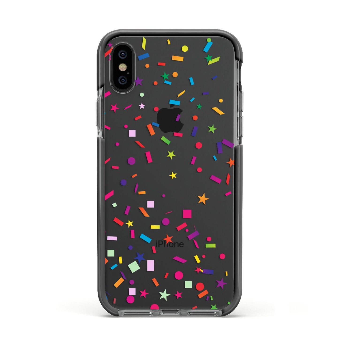 Confetti Apple iPhone Xs Impact Case Black Edge on Black Phone