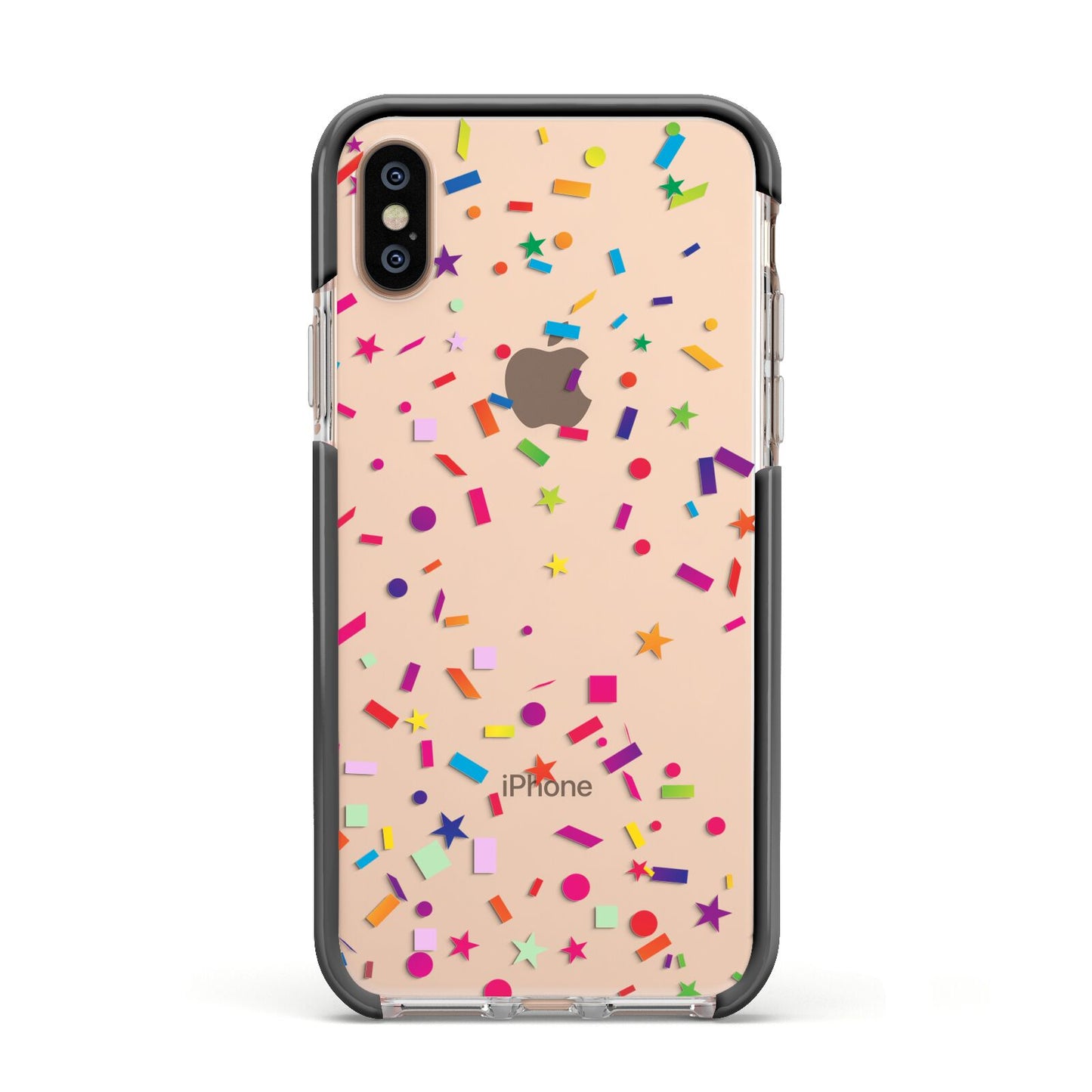 Confetti Apple iPhone Xs Impact Case Black Edge on Gold Phone