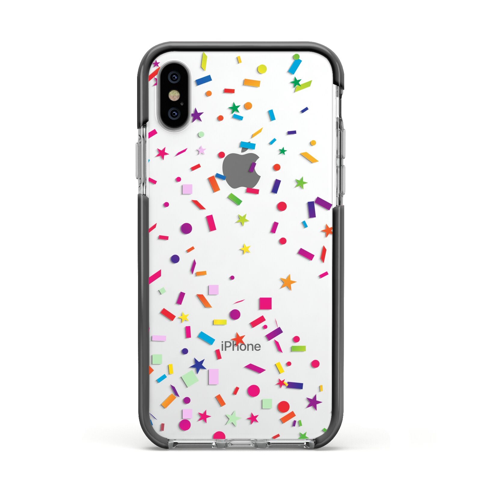 Confetti Apple iPhone Xs Impact Case Black Edge on Silver Phone