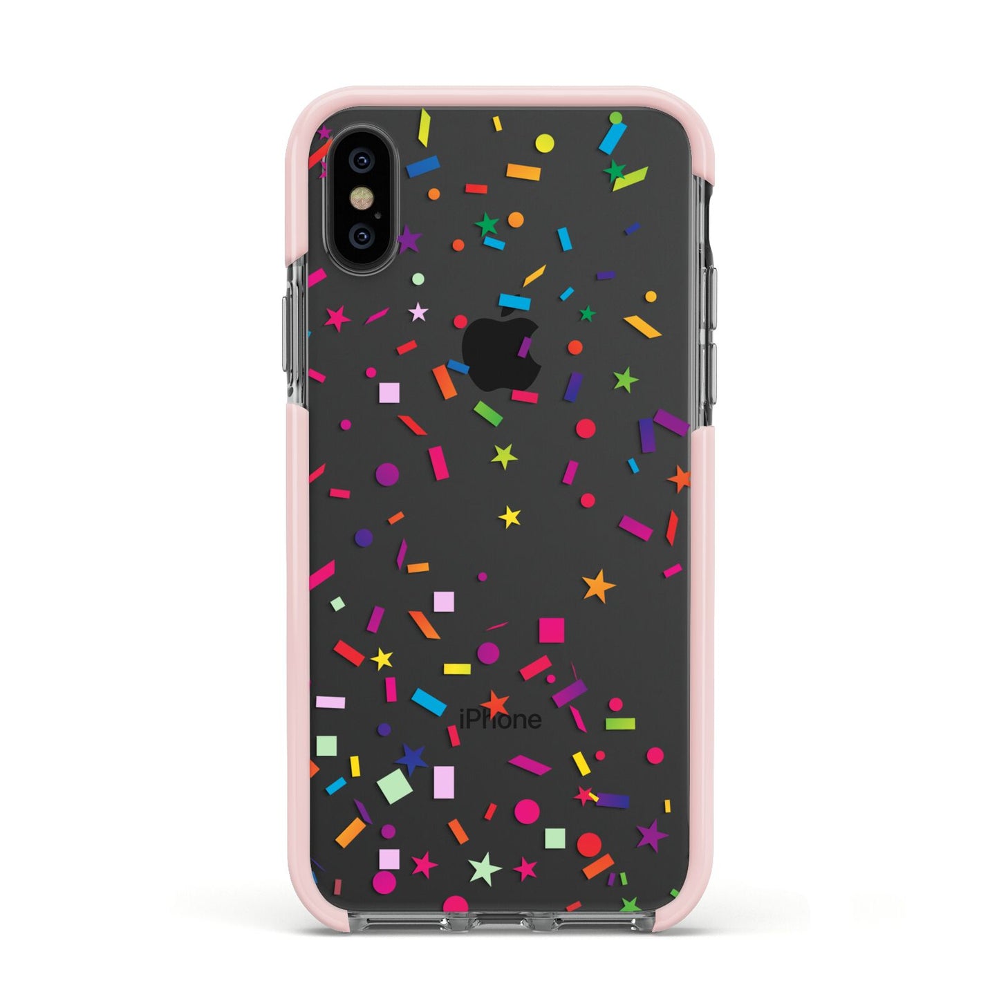 Confetti Apple iPhone Xs Impact Case Pink Edge on Black Phone