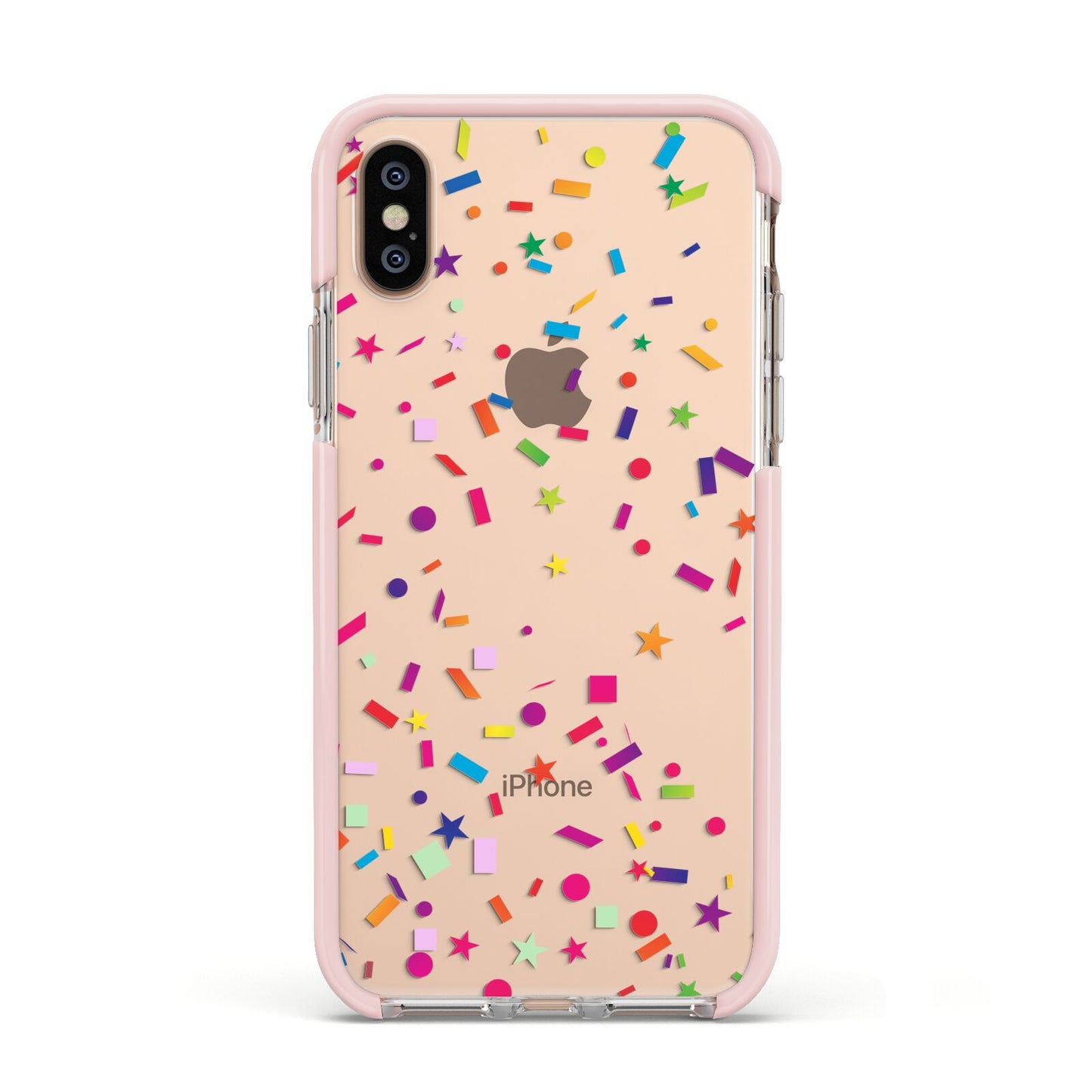 Confetti Apple iPhone Xs Impact Case Pink Edge on Gold Phone