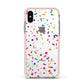 Confetti Apple iPhone Xs Impact Case Pink Edge on Silver Phone