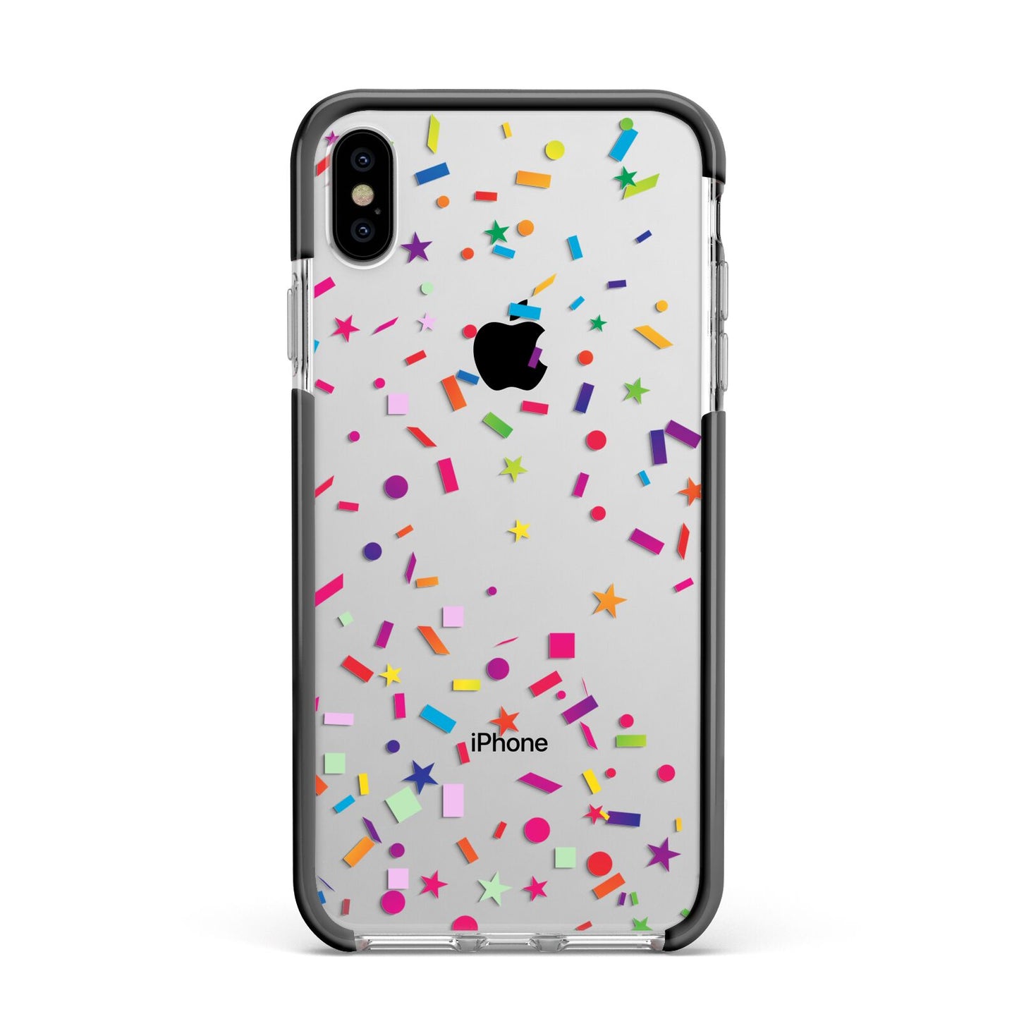 Confetti Apple iPhone Xs Max Impact Case Black Edge on Silver Phone