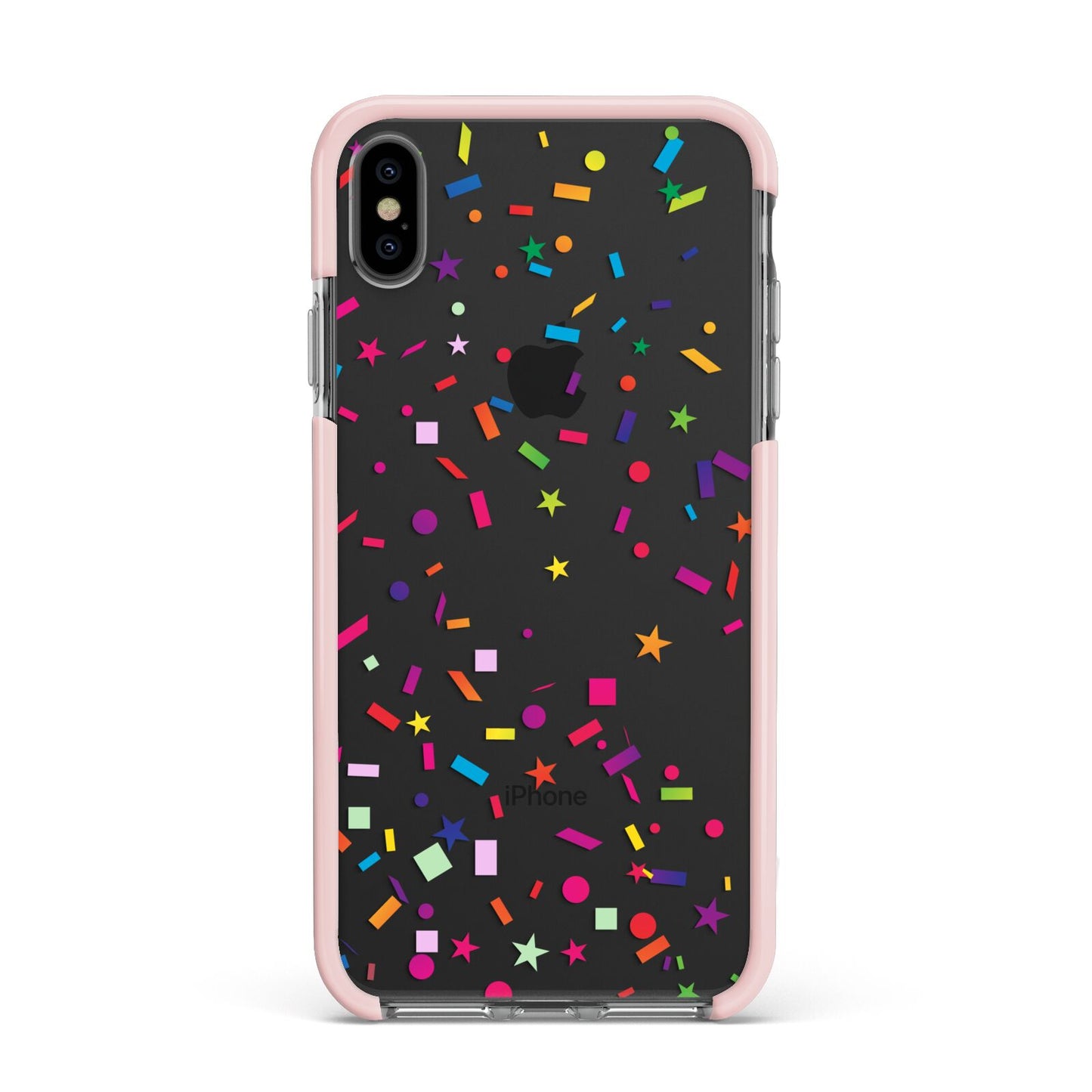 Confetti Apple iPhone Xs Max Impact Case Pink Edge on Black Phone