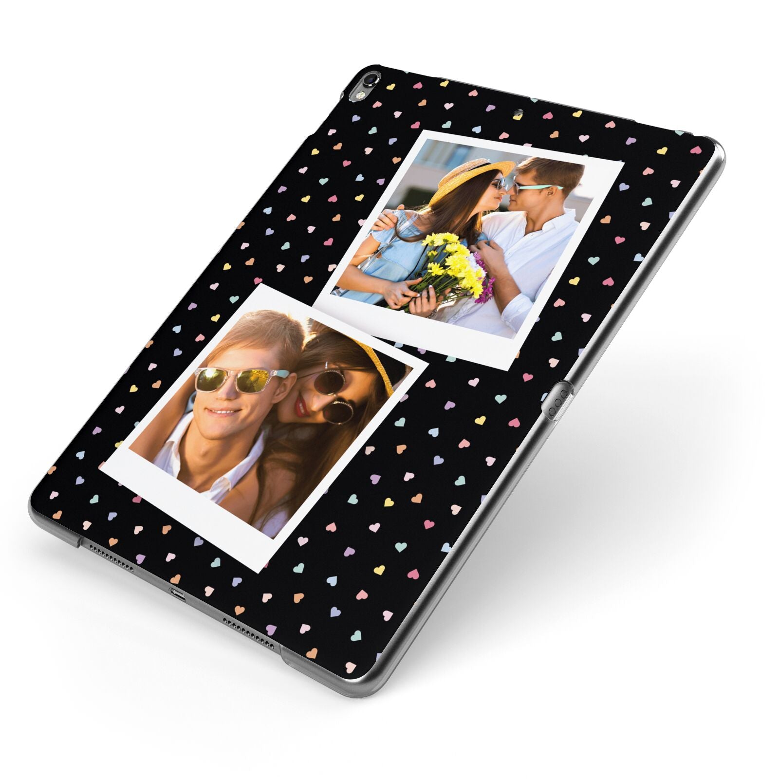 Confetti Heart Photo Apple iPad Case on Grey iPad Side View