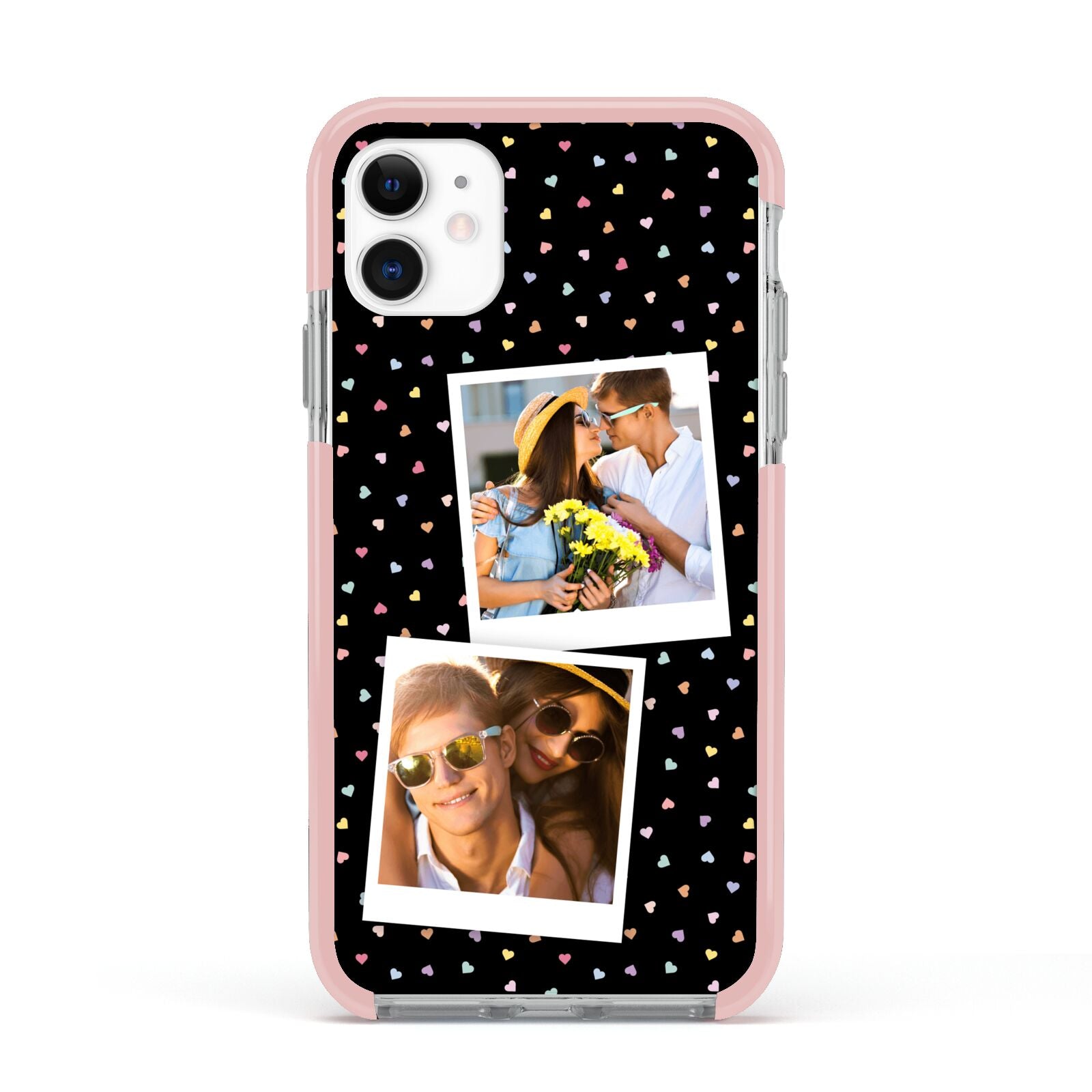 Confetti Heart Photo Apple iPhone 11 in White with Pink Impact Case