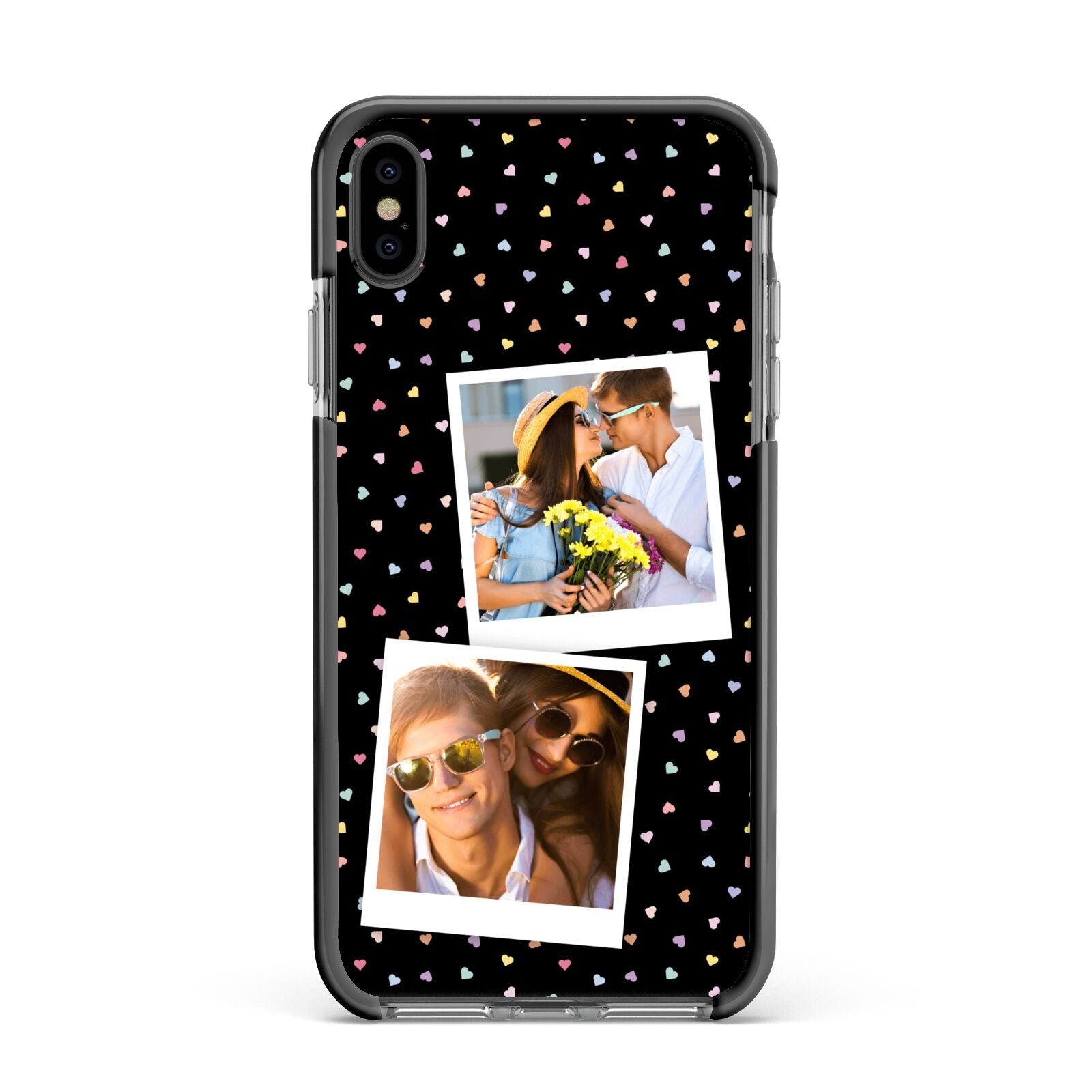 Confetti Heart Photo Apple iPhone Xs Max Impact Case Black Edge on Black Phone