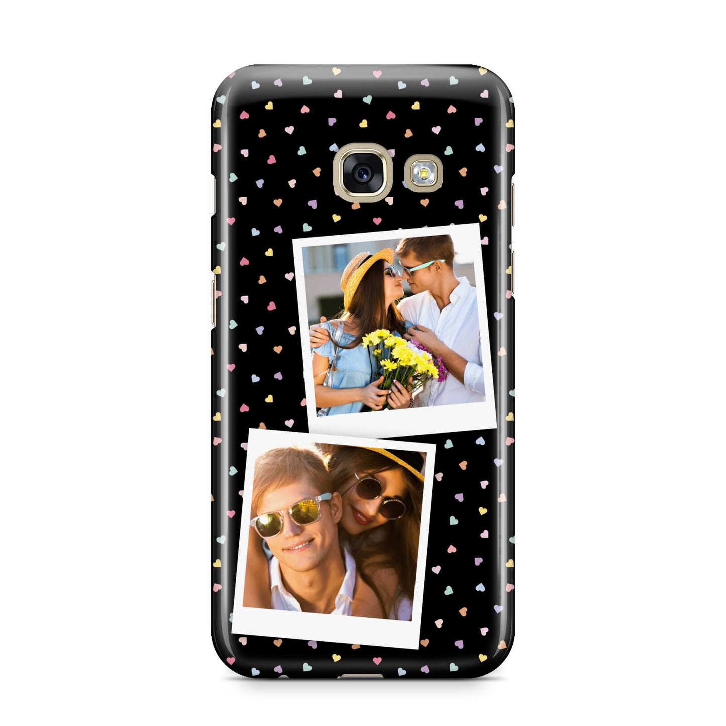 Confetti Heart Photo Samsung Galaxy A3 2017 Case on gold phone