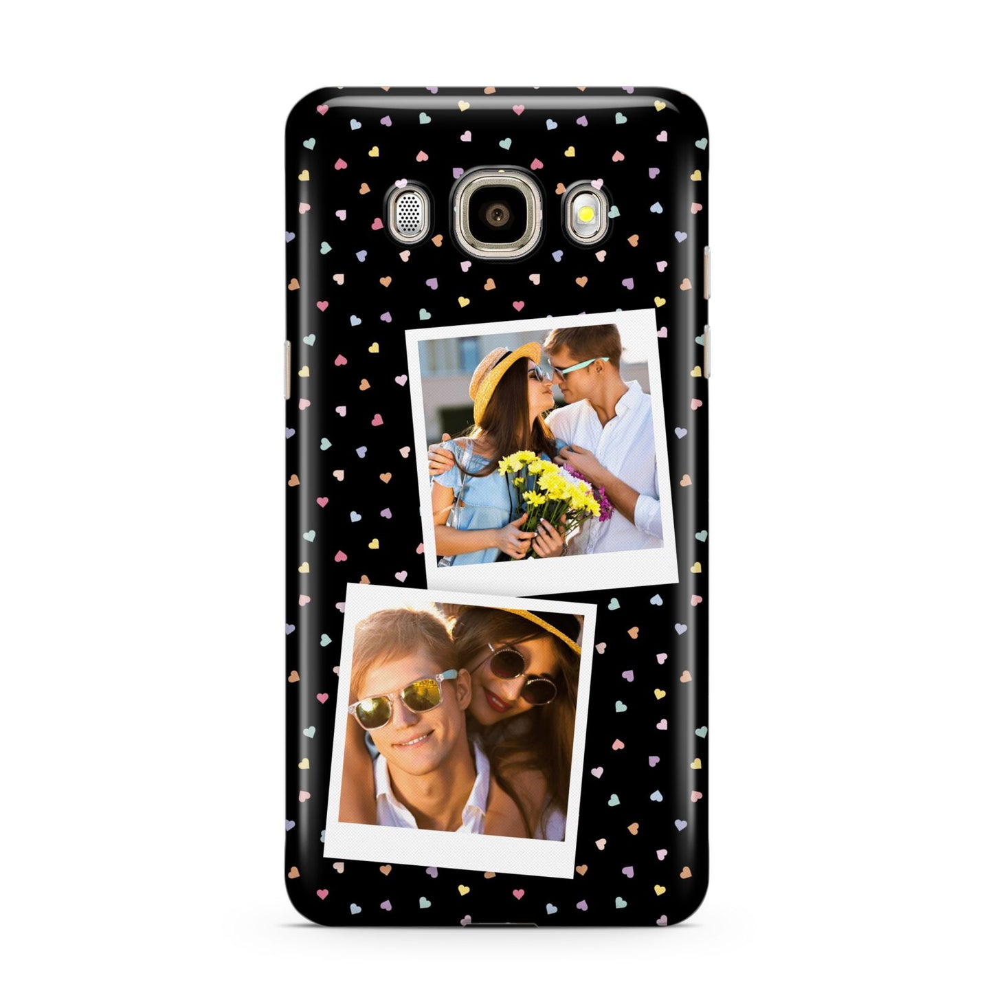 Confetti Heart Photo Samsung Galaxy J7 2016 Case on gold phone