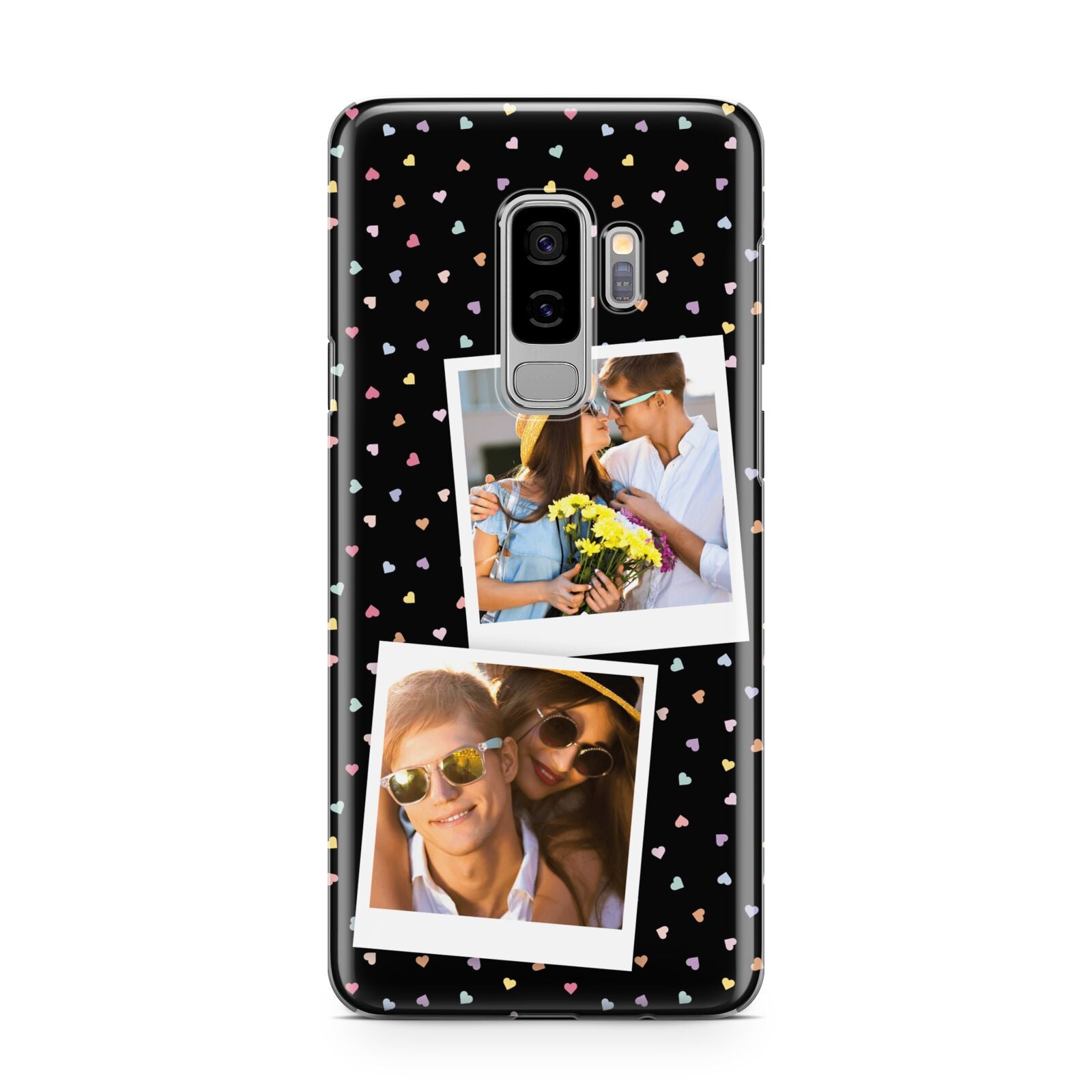 Confetti Heart Photo Samsung Galaxy S9 Plus Case on Silver phone