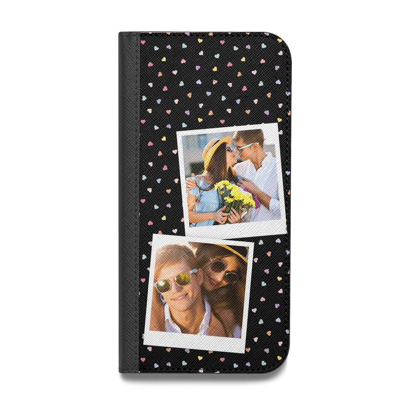 Confetti Heart Photo Vegan Leather Flip Samsung Case