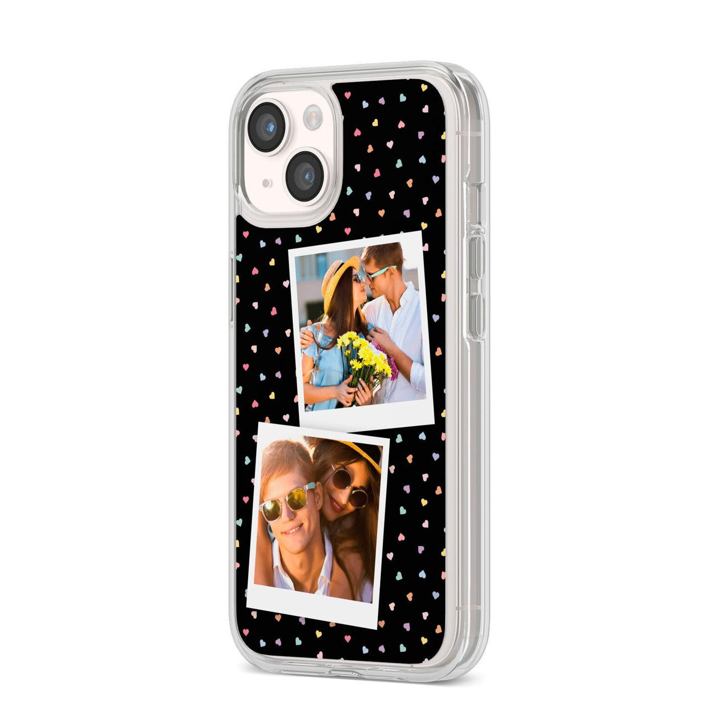 Confetti Heart Photo iPhone 14 Clear Tough Case Starlight Angled Image