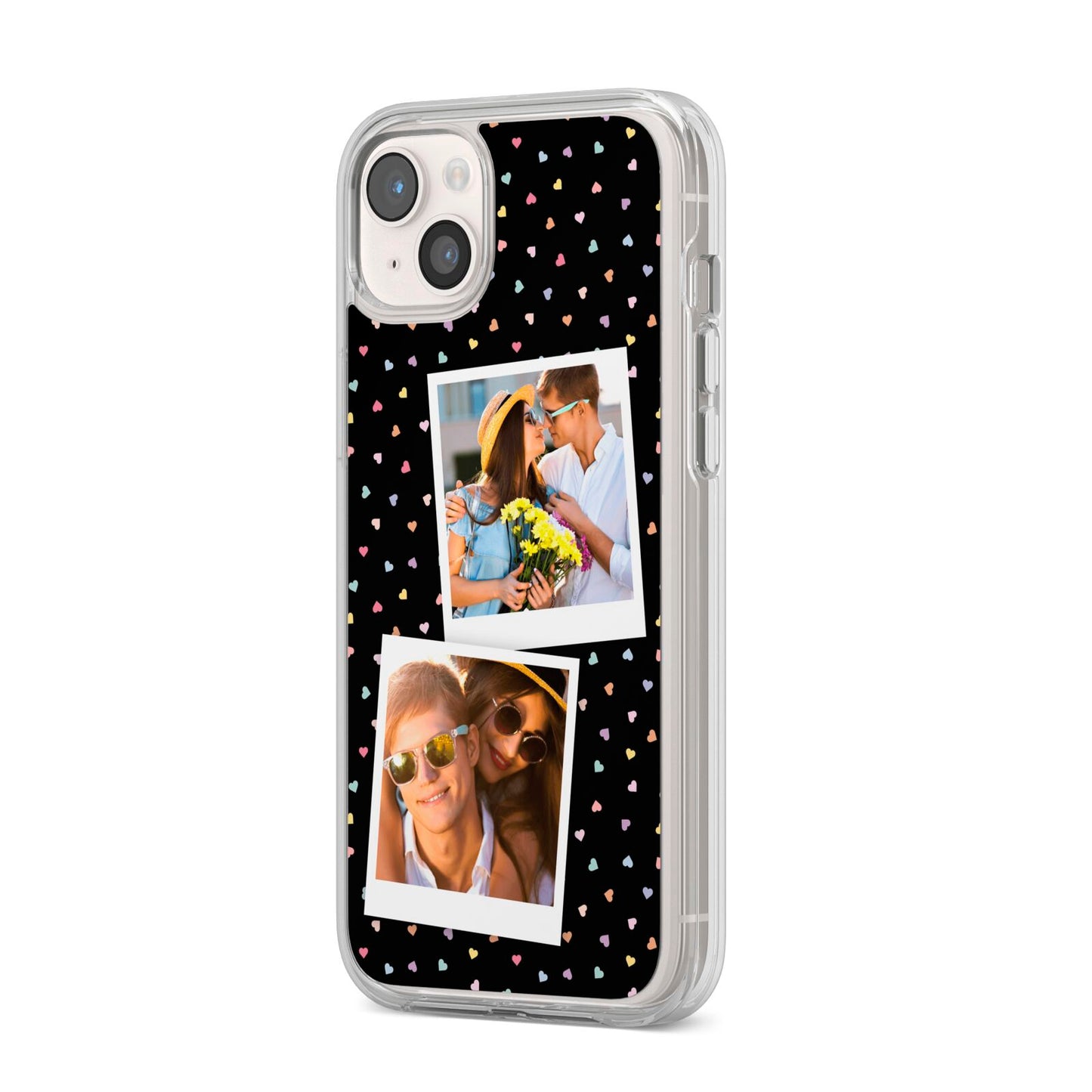 Confetti Heart Photo iPhone 14 Plus Clear Tough Case Starlight Angled Image