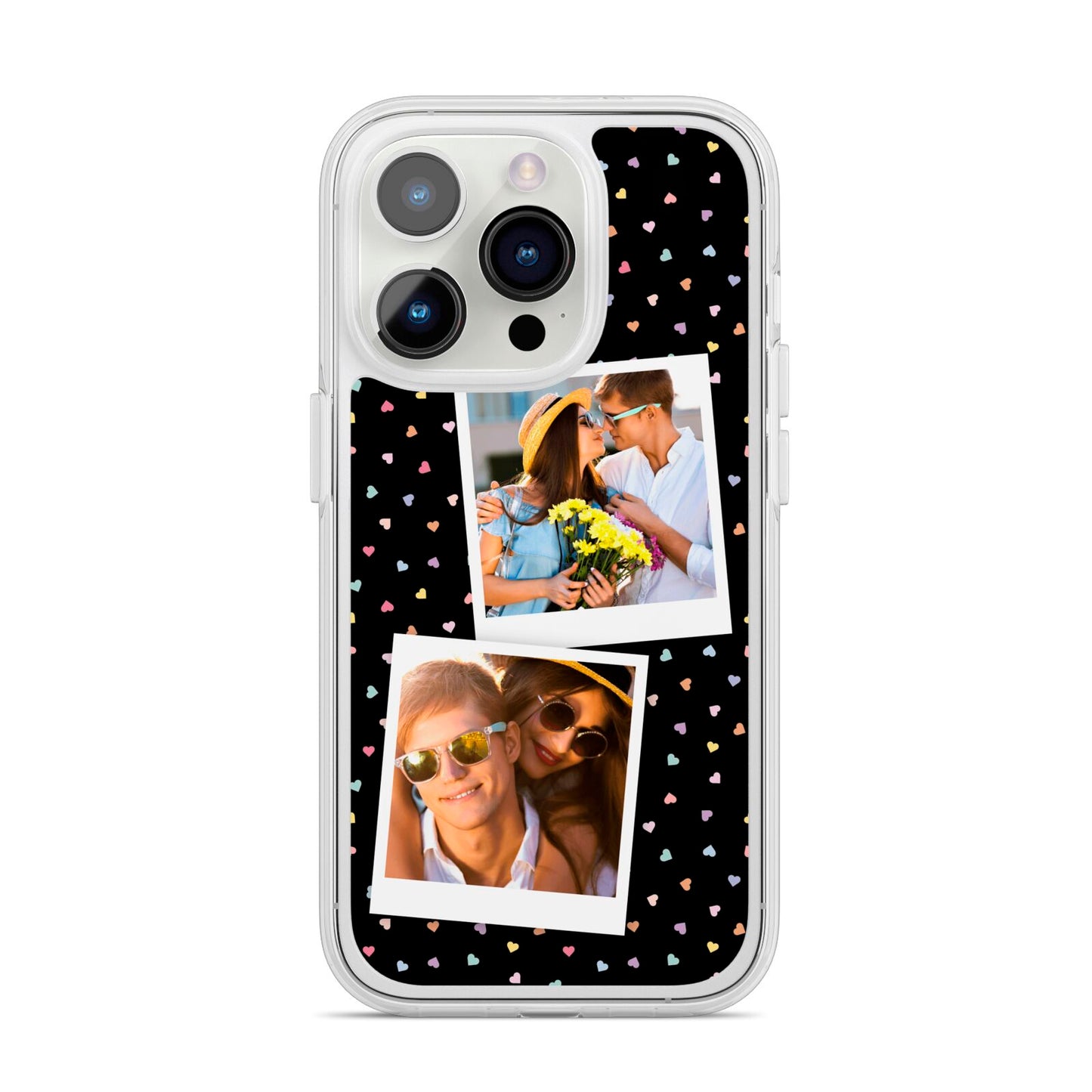 Confetti Heart Photo iPhone 14 Pro Clear Tough Case Silver