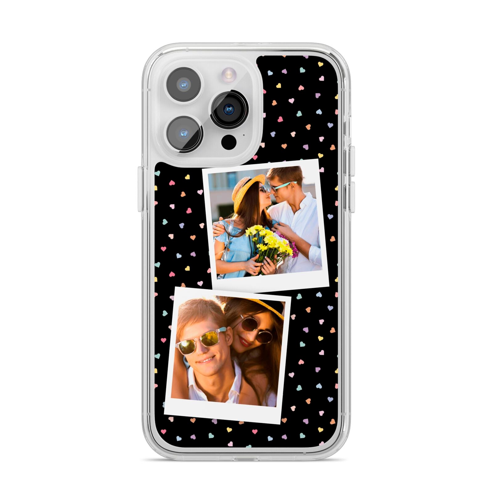 Confetti Heart Photo iPhone 14 Pro Max Clear Tough Case Silver