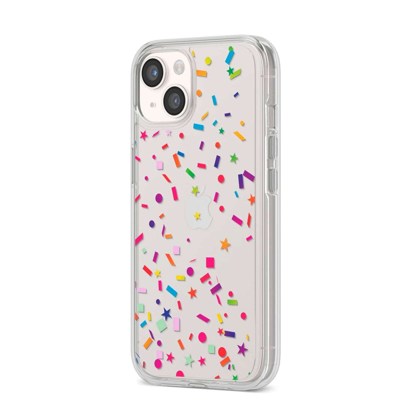 Confetti iPhone 14 Clear Tough Case Starlight Angled Image