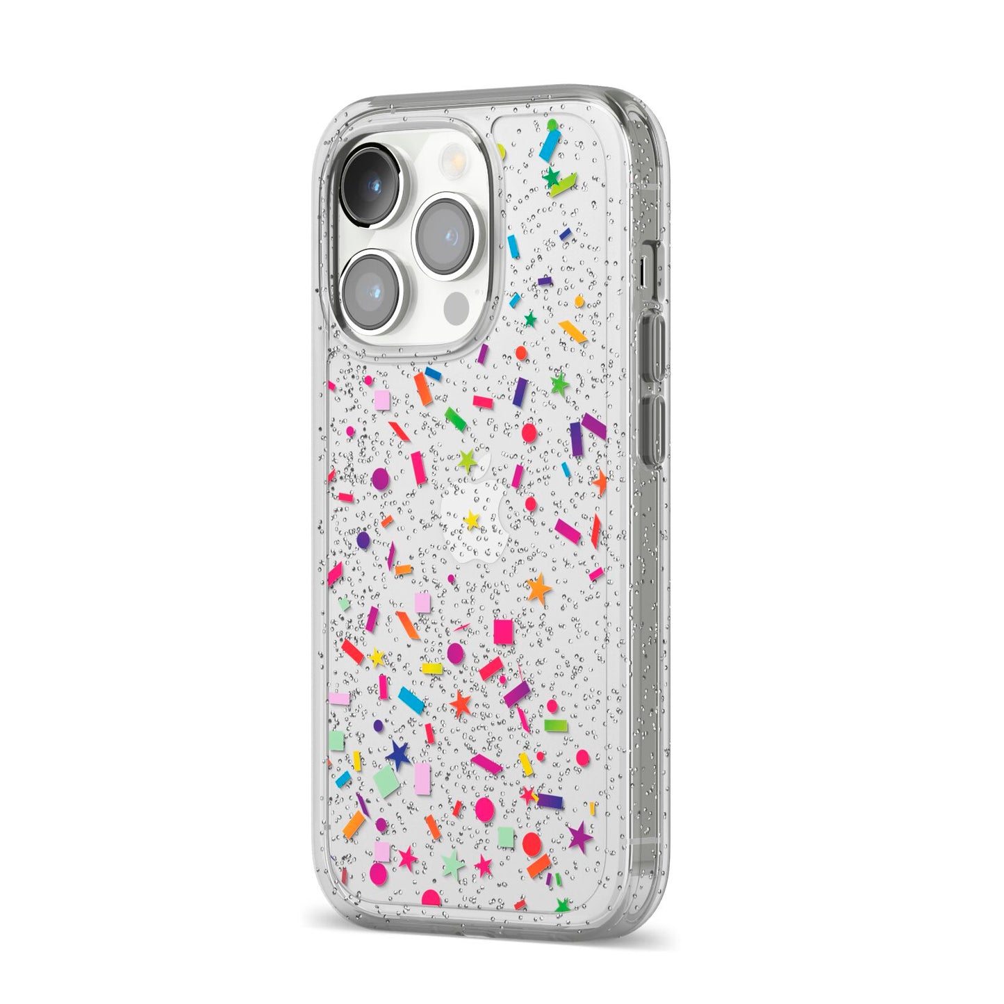 Confetti iPhone 14 Pro Glitter Tough Case Silver Angled Image