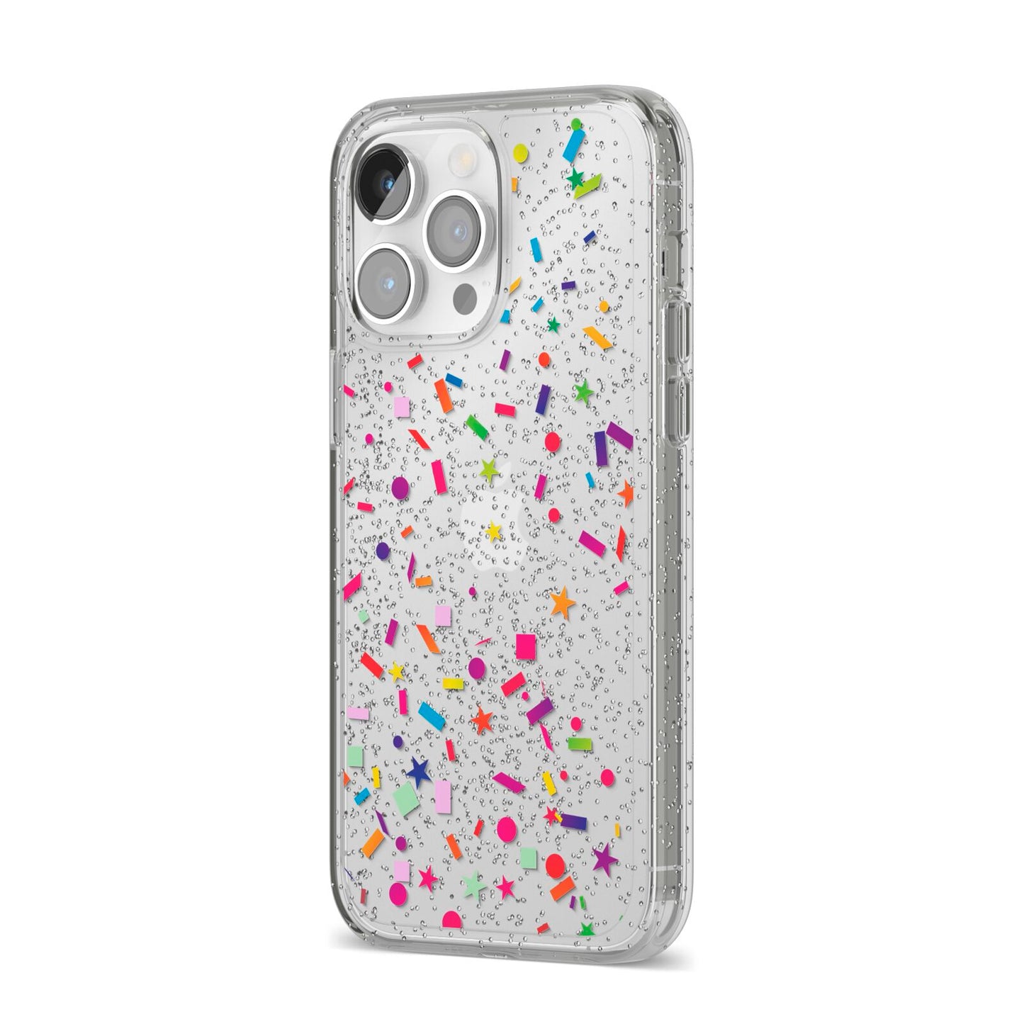 Confetti iPhone 14 Pro Max Glitter Tough Case Silver Angled Image