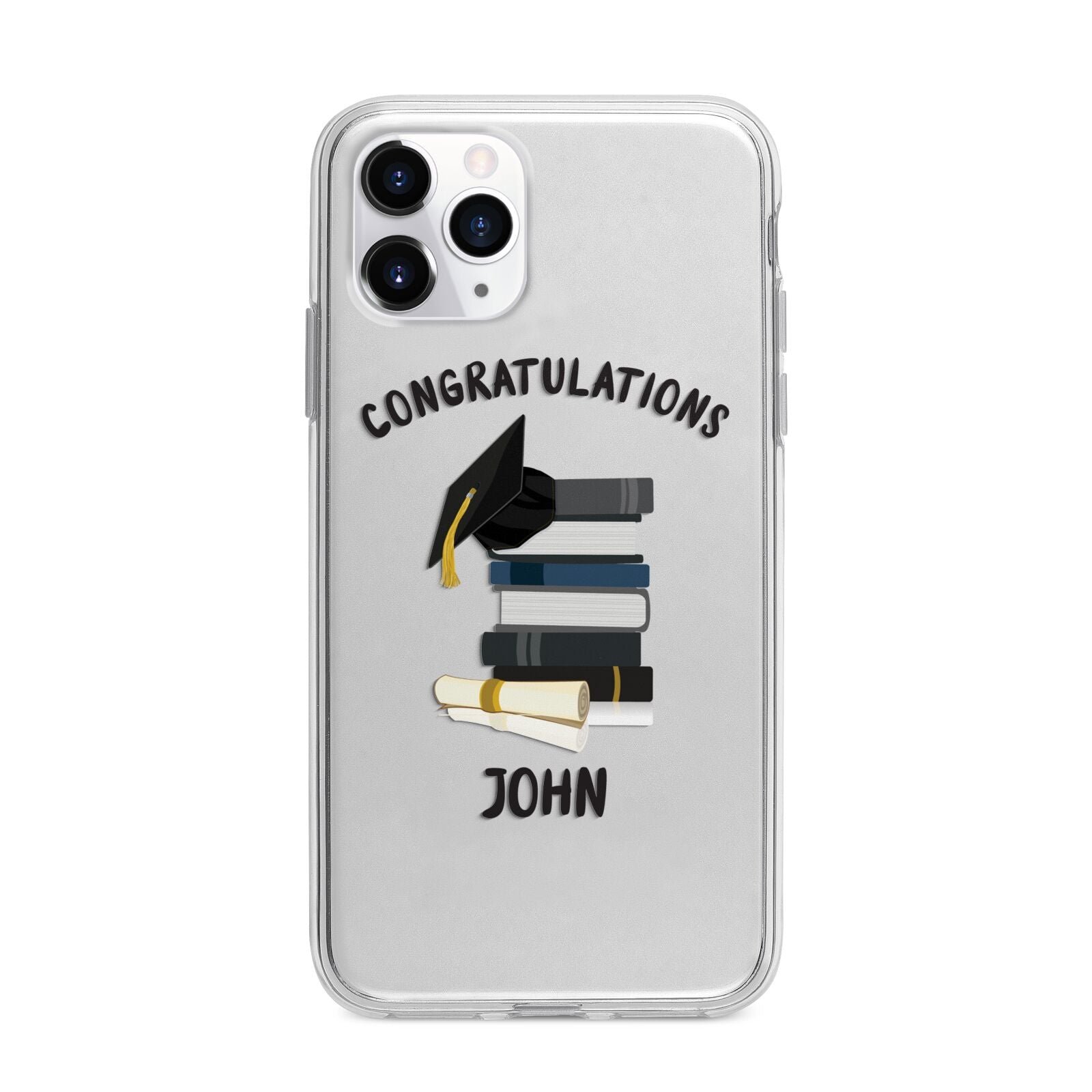 Congratulations Graduate Apple iPhone 11 Pro in Silver with Bumper Case